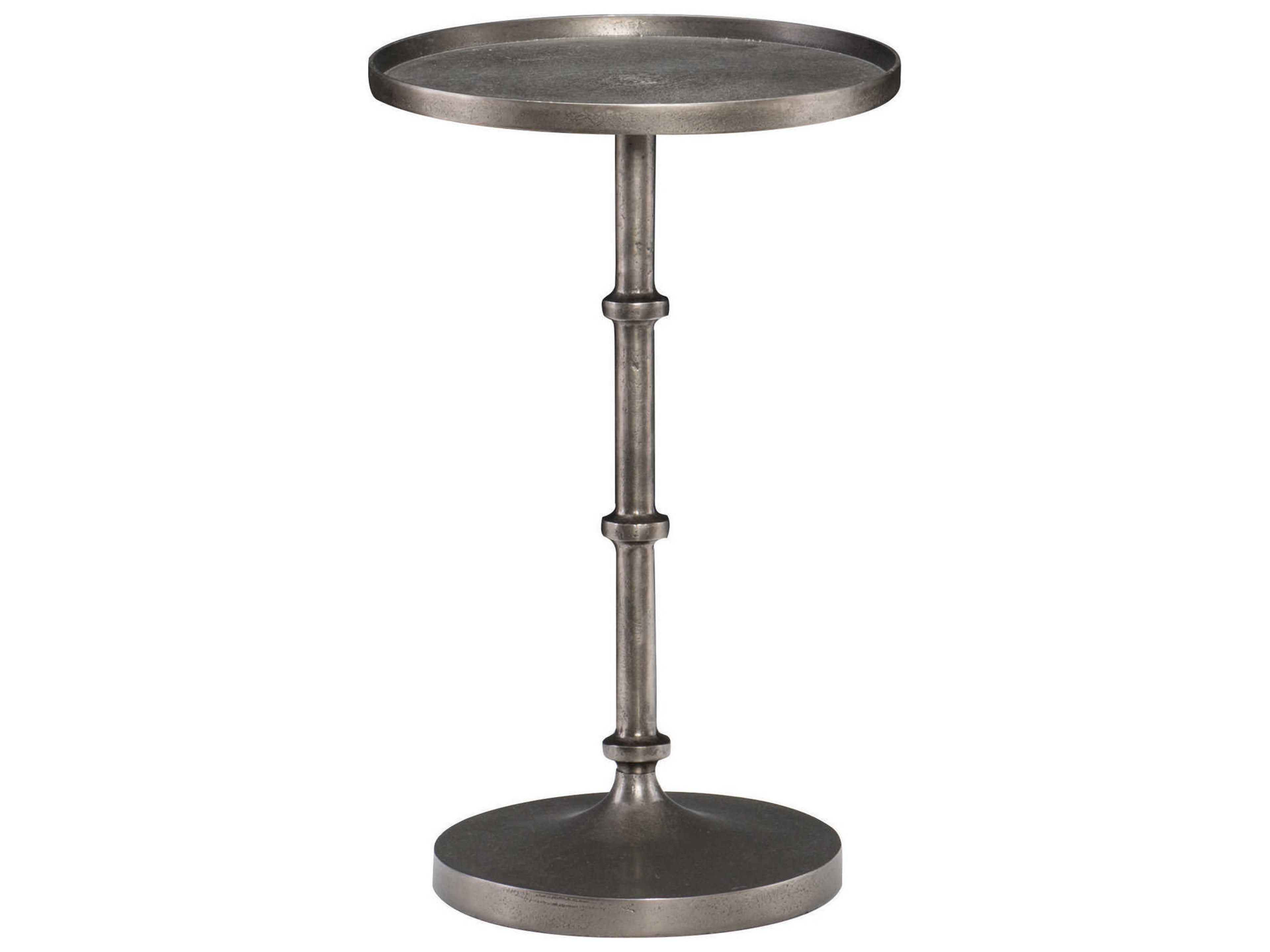 Bernhardt Interiors Casegoods Ascot Round Metal Graphite Chairside Table