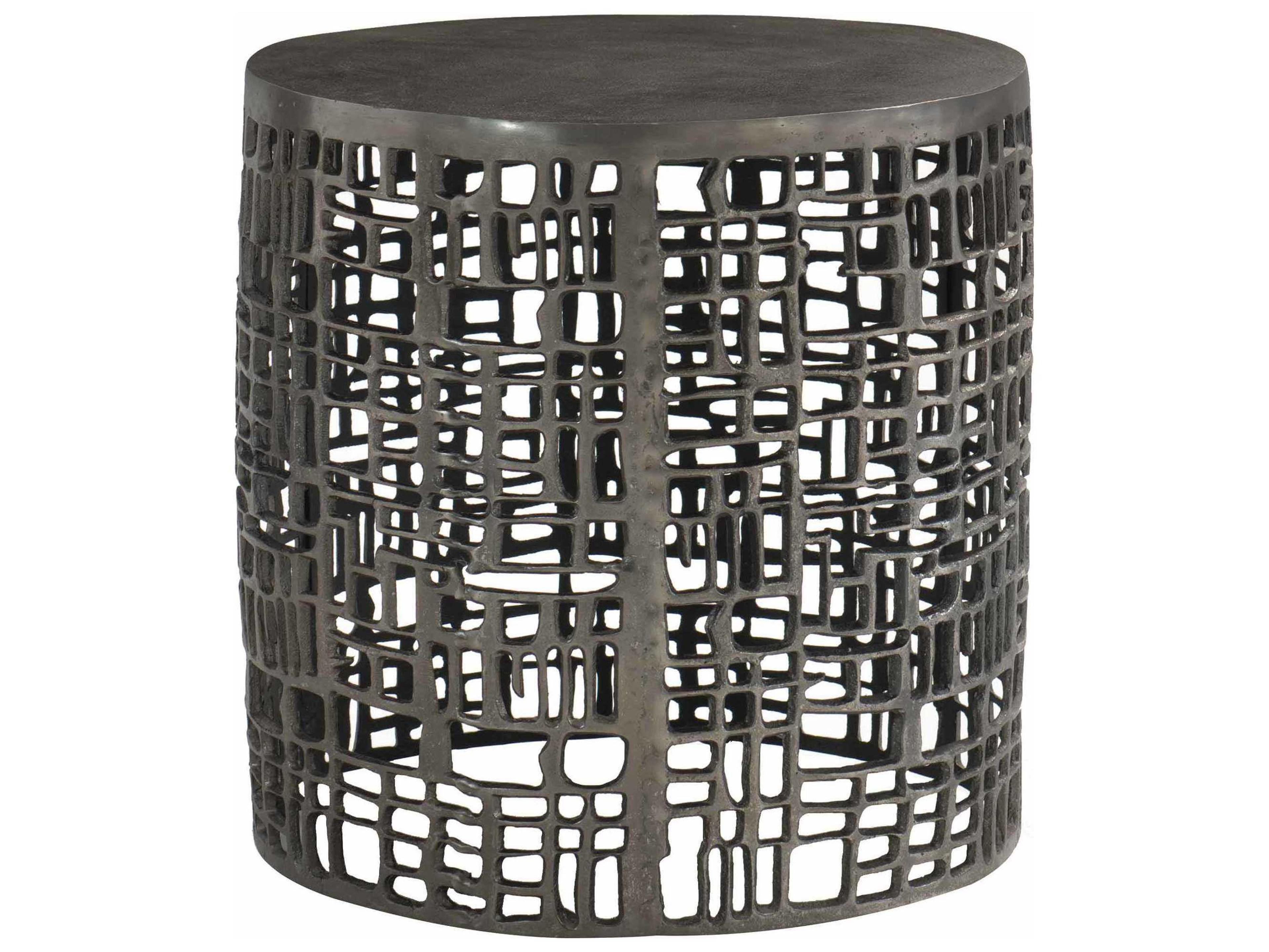 Bernhardt Interiors Aaron Round Metal Graphite End Table