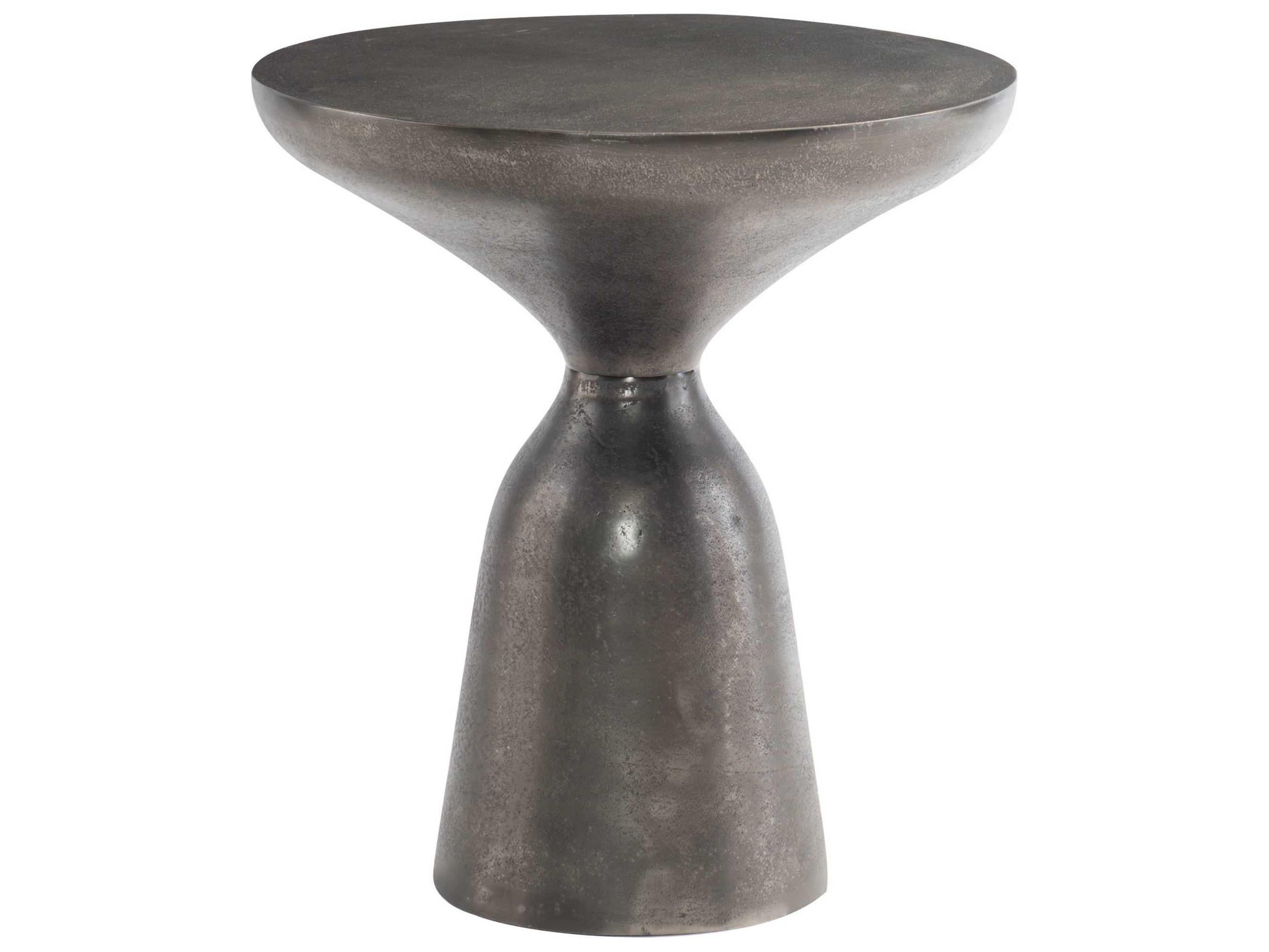 Bernhardt Interiors Thatcher Round Metal Matte Graphite Drink Table