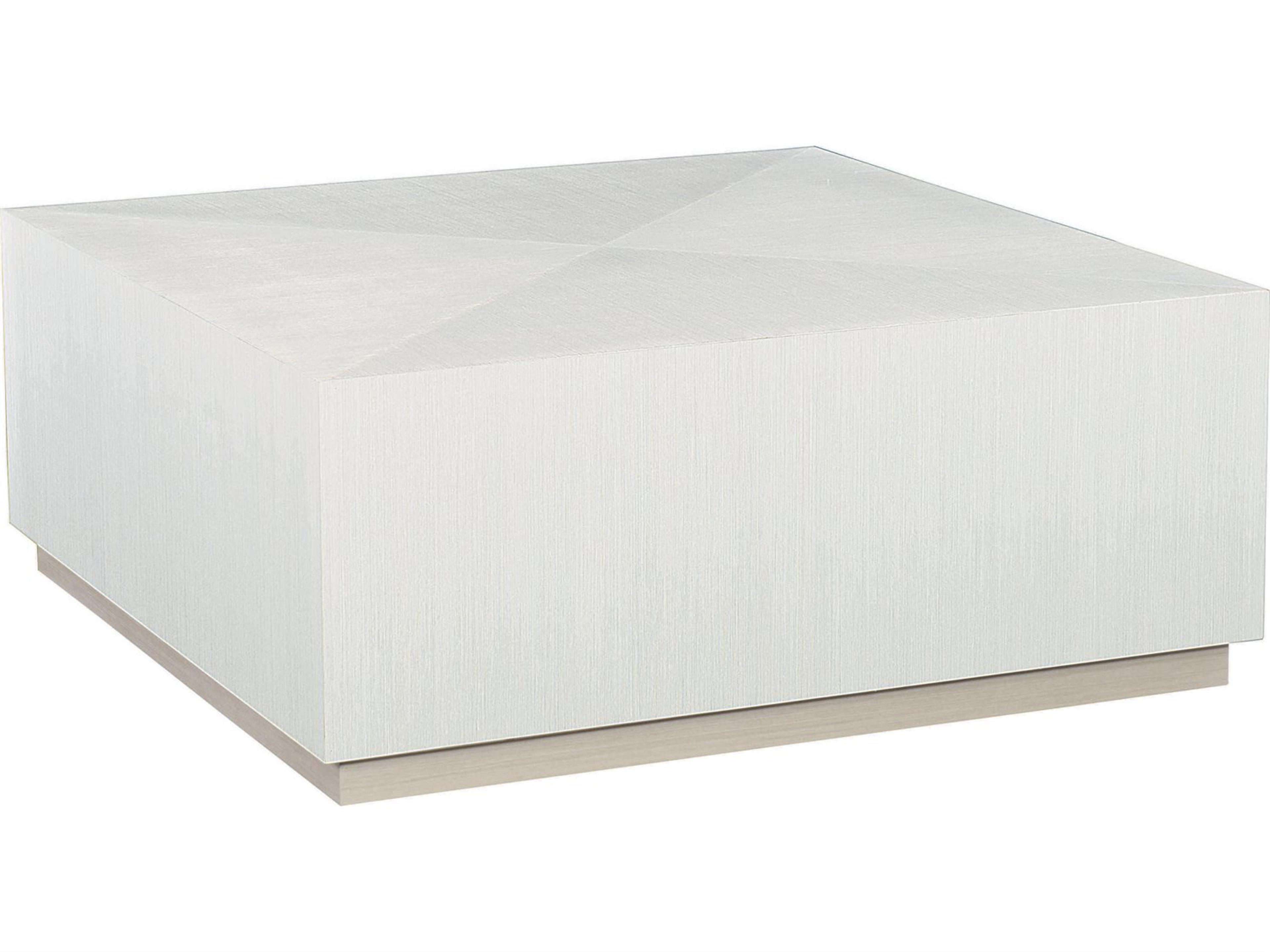 Bernhardt Axiom Square Wood Linear Gray White Cocktail Table