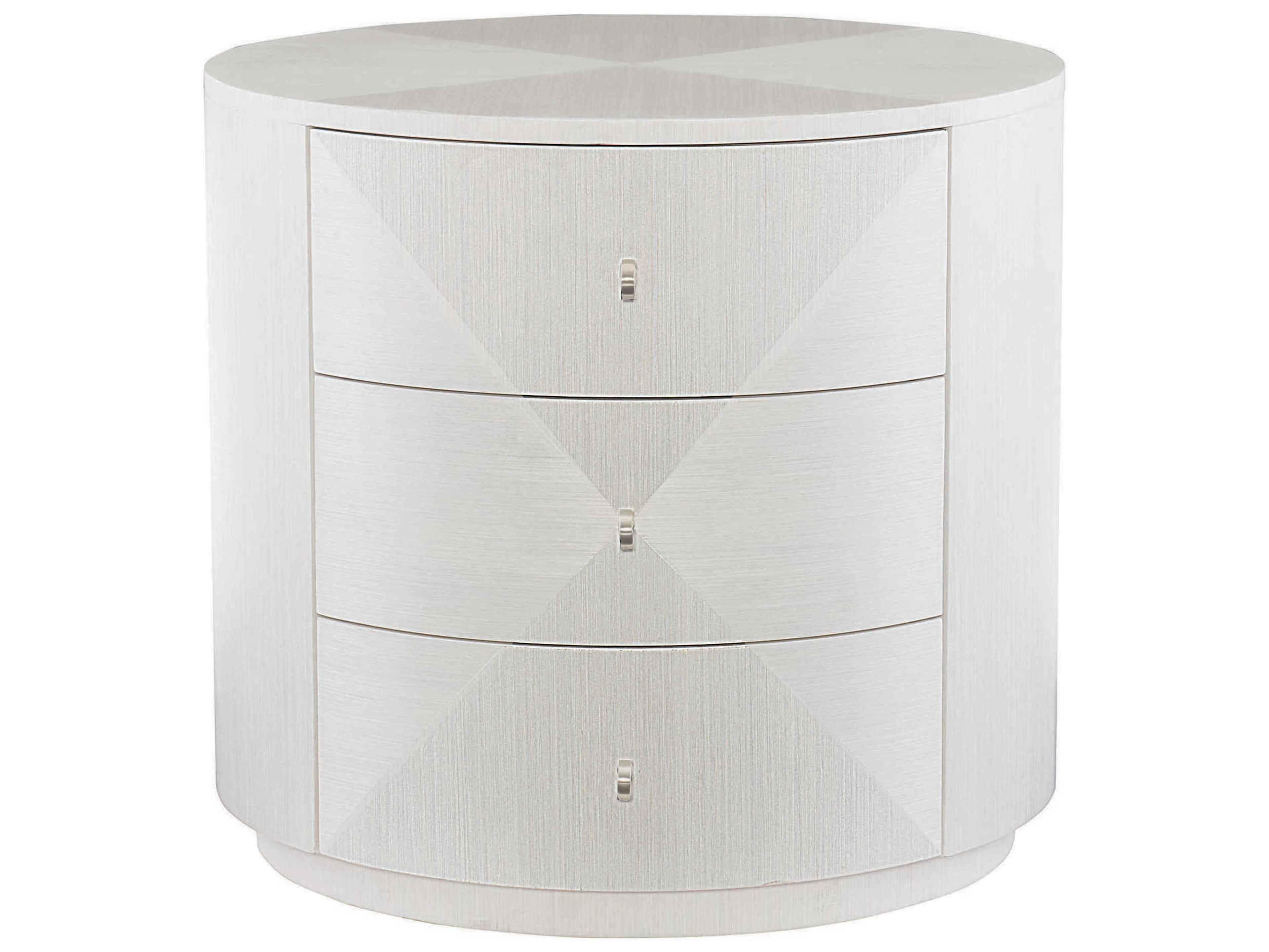 Bernhardt Axiom Round Wood Linear White Chairside Table