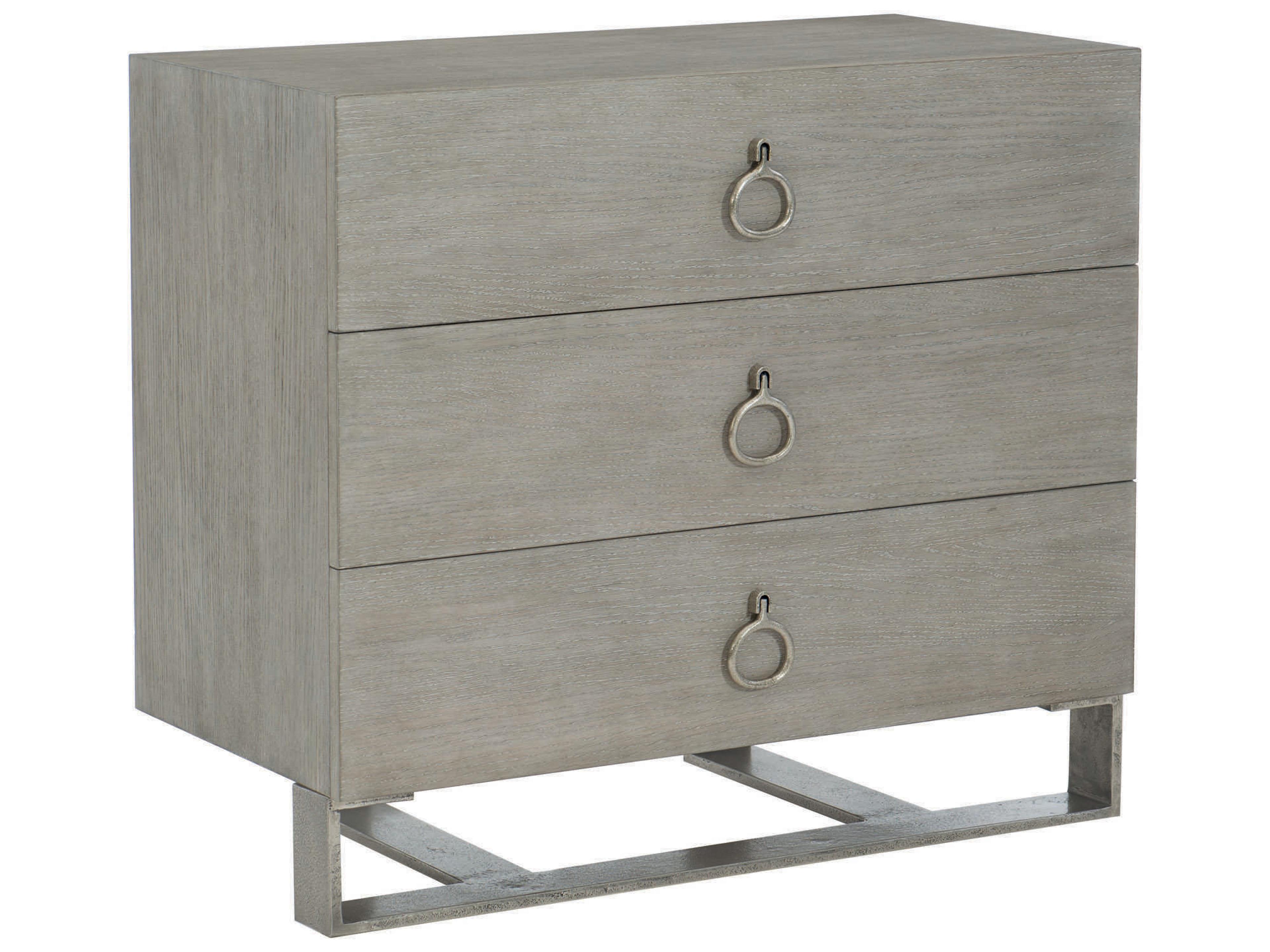 Linea 3-Drawers Gray Oak Wood Nightstand