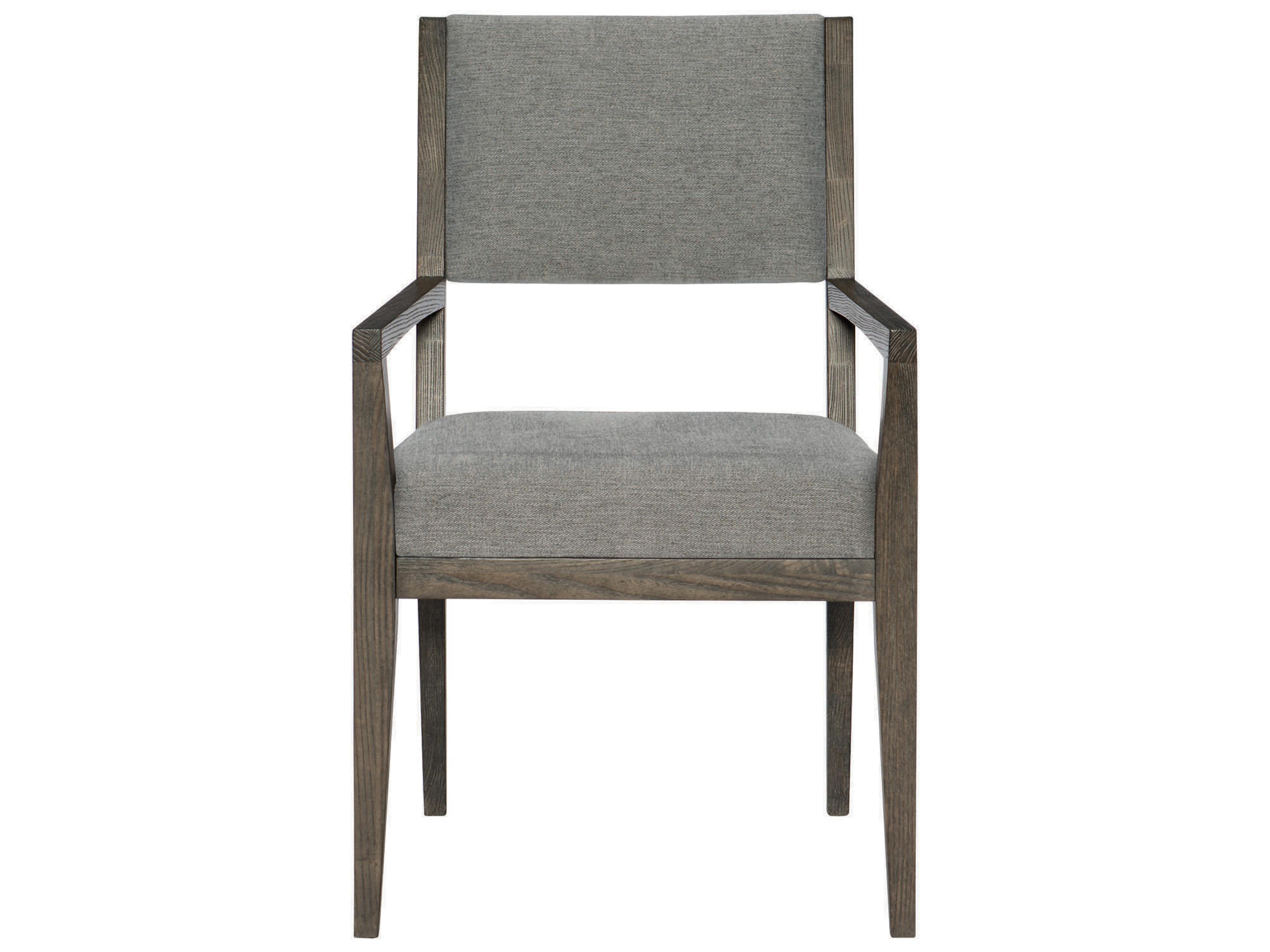 Bernhardt Linea Ash Wood Gray Upholstered Arm Dining Chair