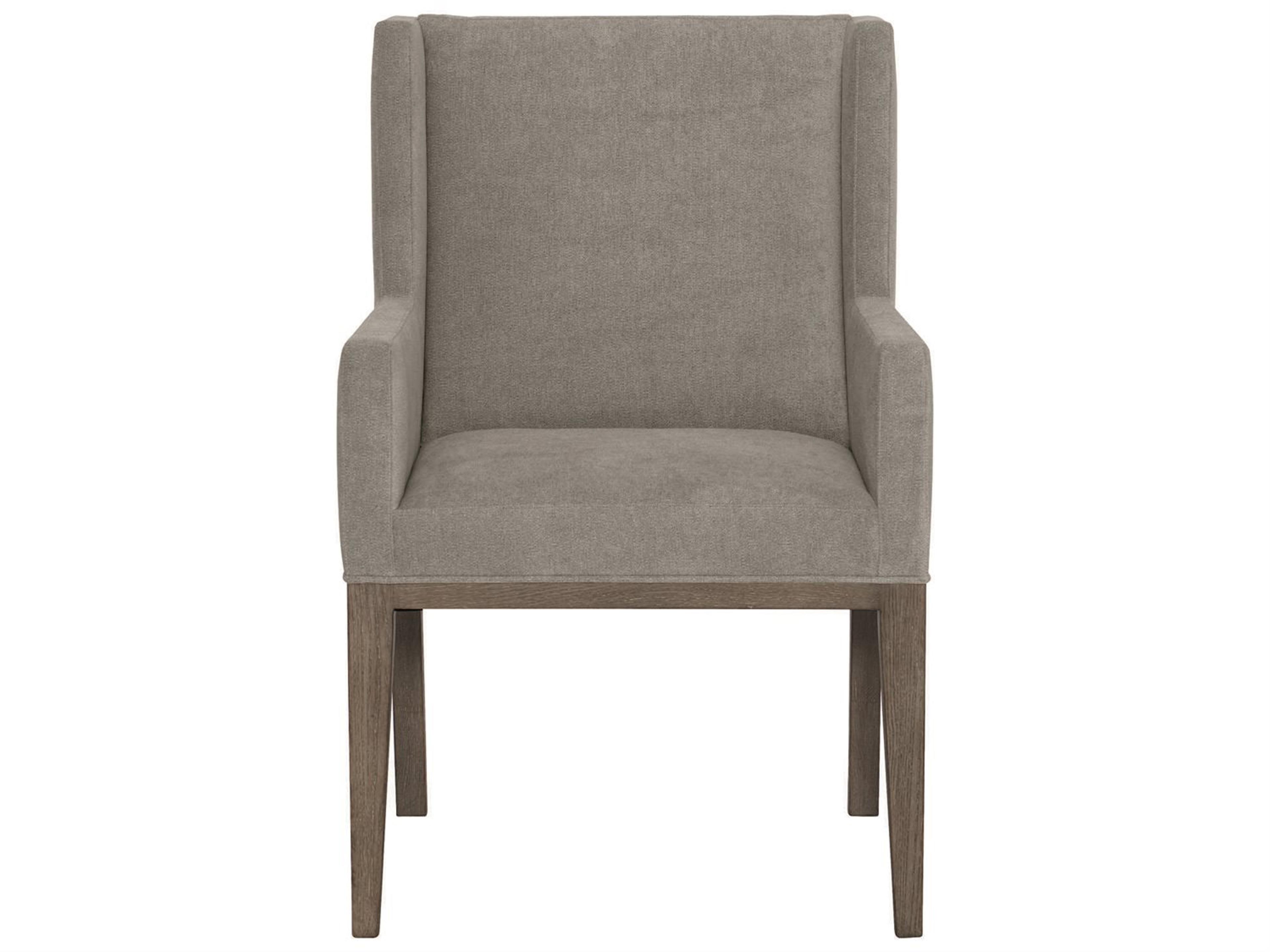 Bernhardt Linea Ash Wood Gray Upholstered Arm Dining Chair