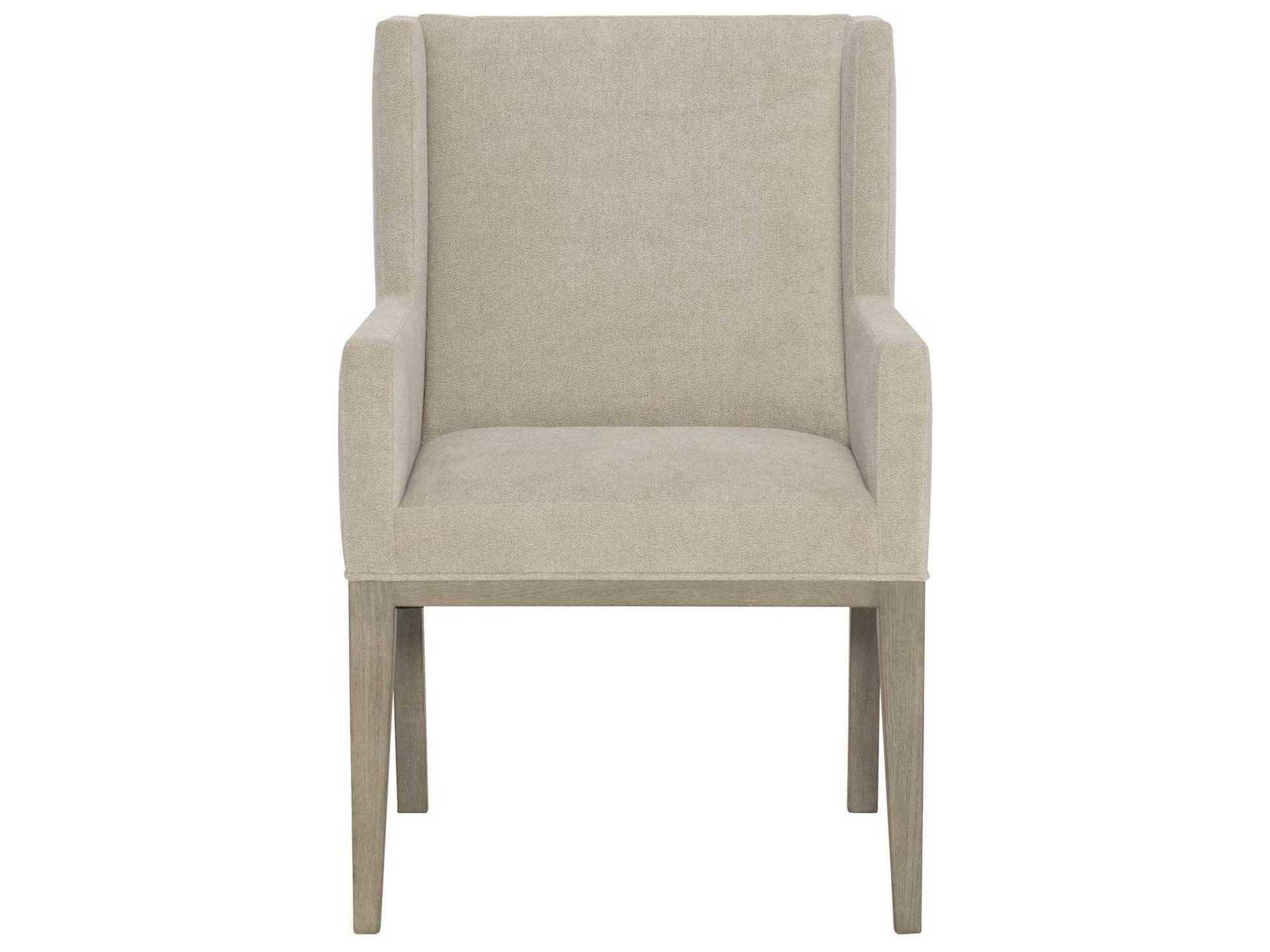 Bernhardt Linea Ash Wood Beige Upholstered Arm Dining Chair