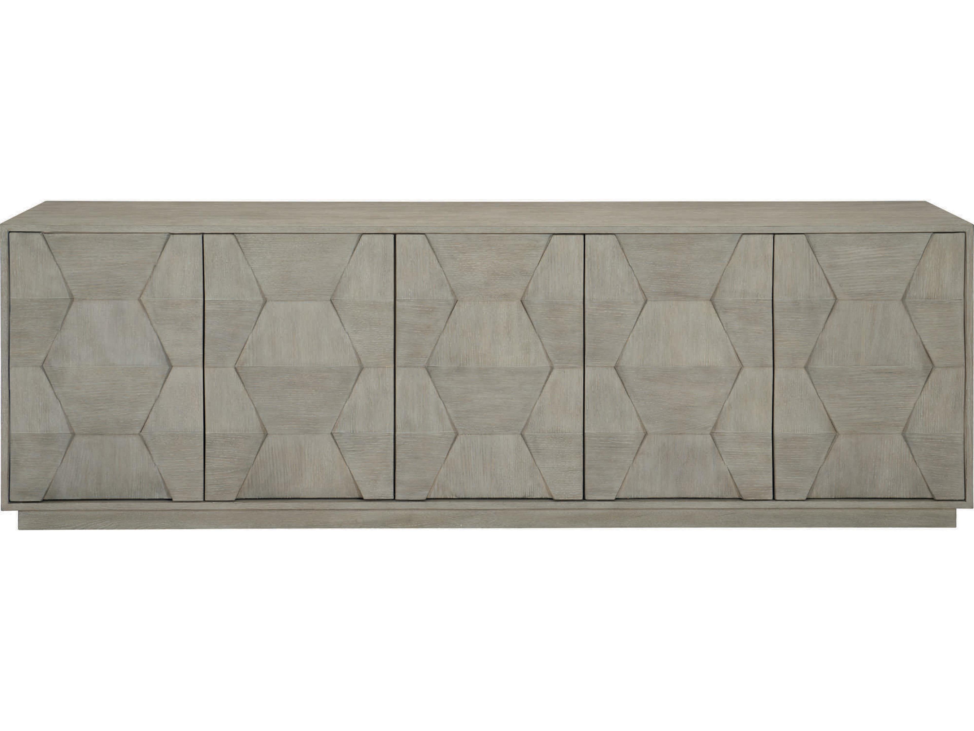 Bernhardt Linea 92" Oak Wood Cerused Greige Entertainment Console Table