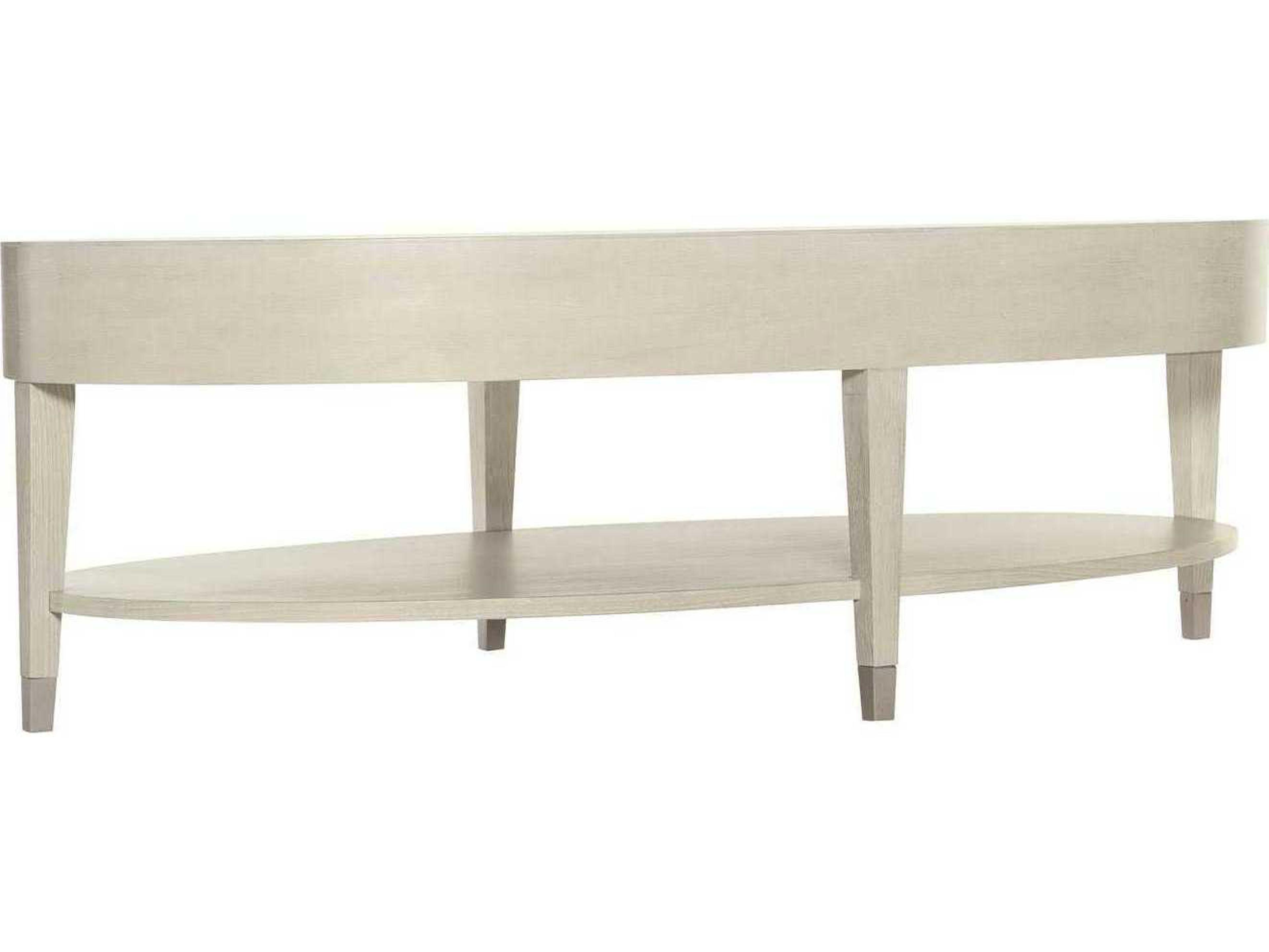 Bernhardt East Hampton Oval Wood Cerused Linen Cocktail Table