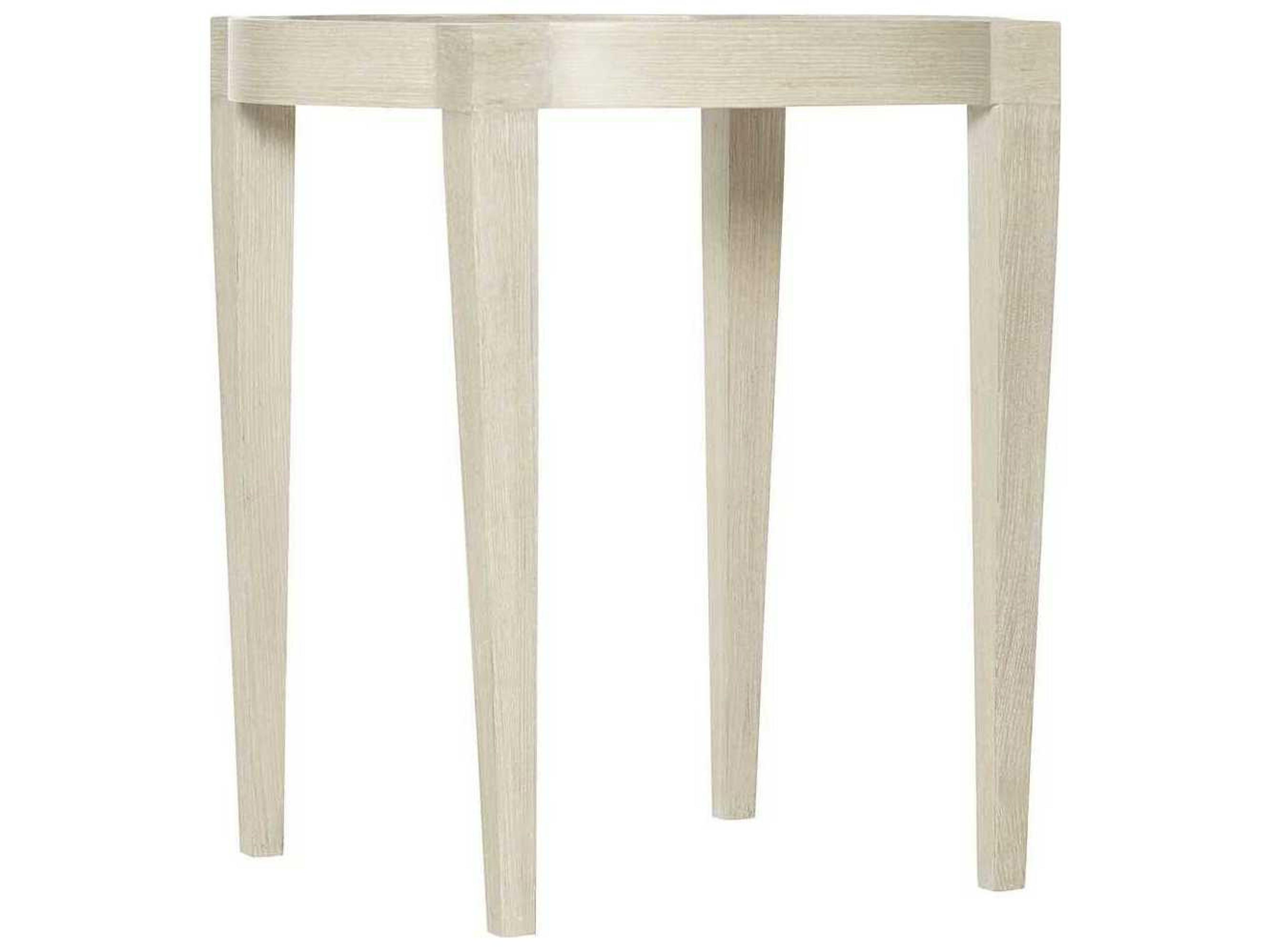Bernhardt East Hampton Round Wood Cerused Linen End Table