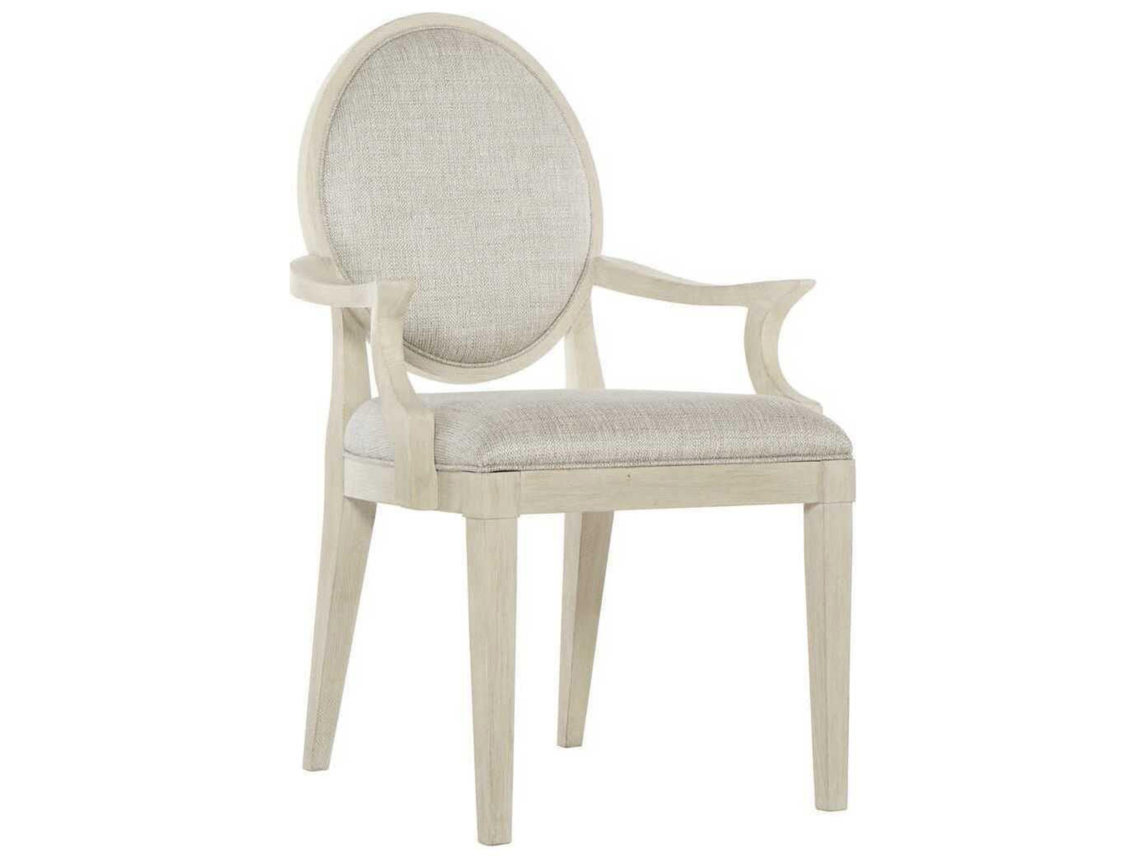 Bernhardt East Hampton Ash Wood Gray Upholstered Arm Dining Chair