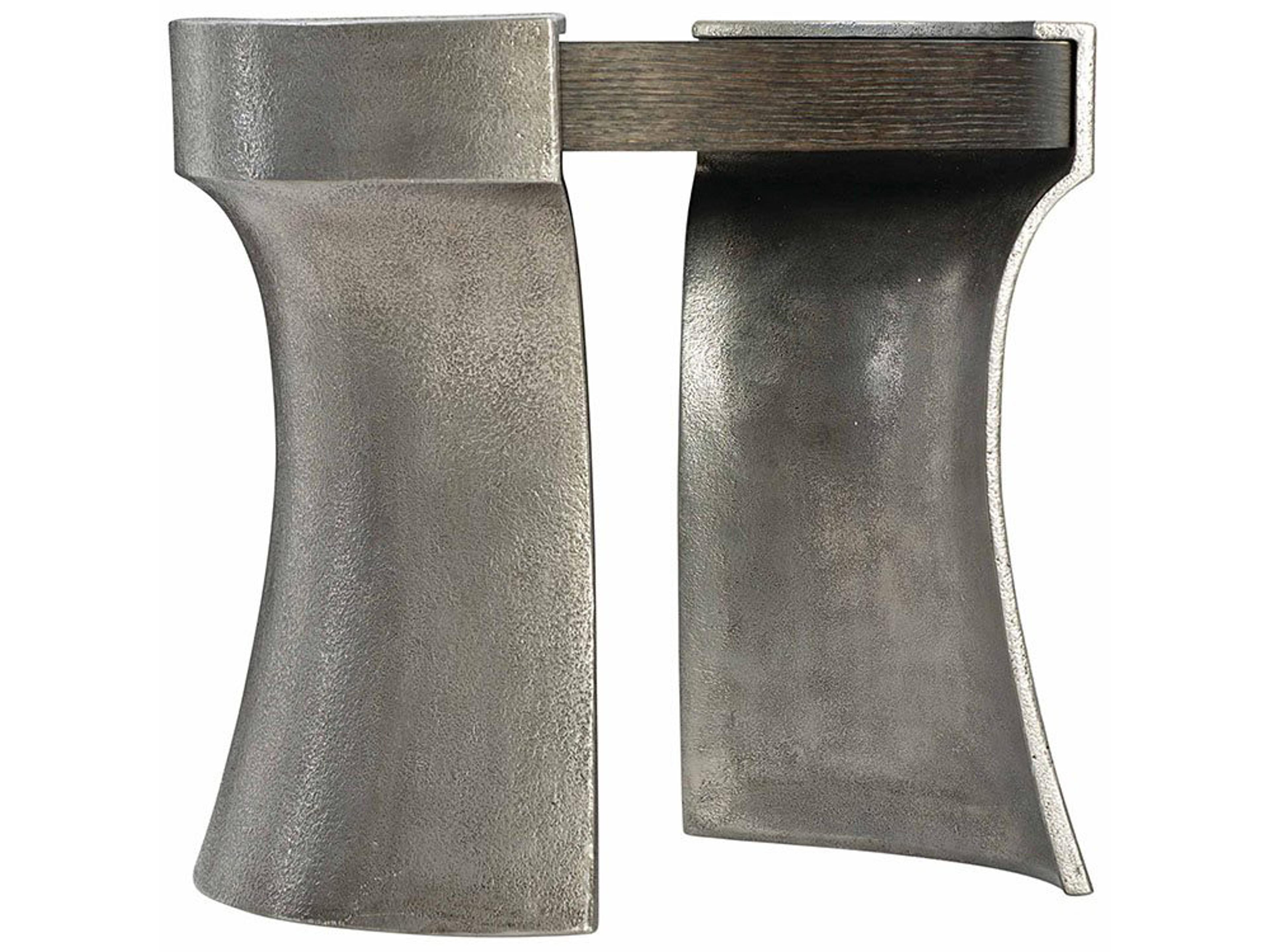 Bernhardt Gainsford Round Wood Weathered Charcoal Graphite End Table