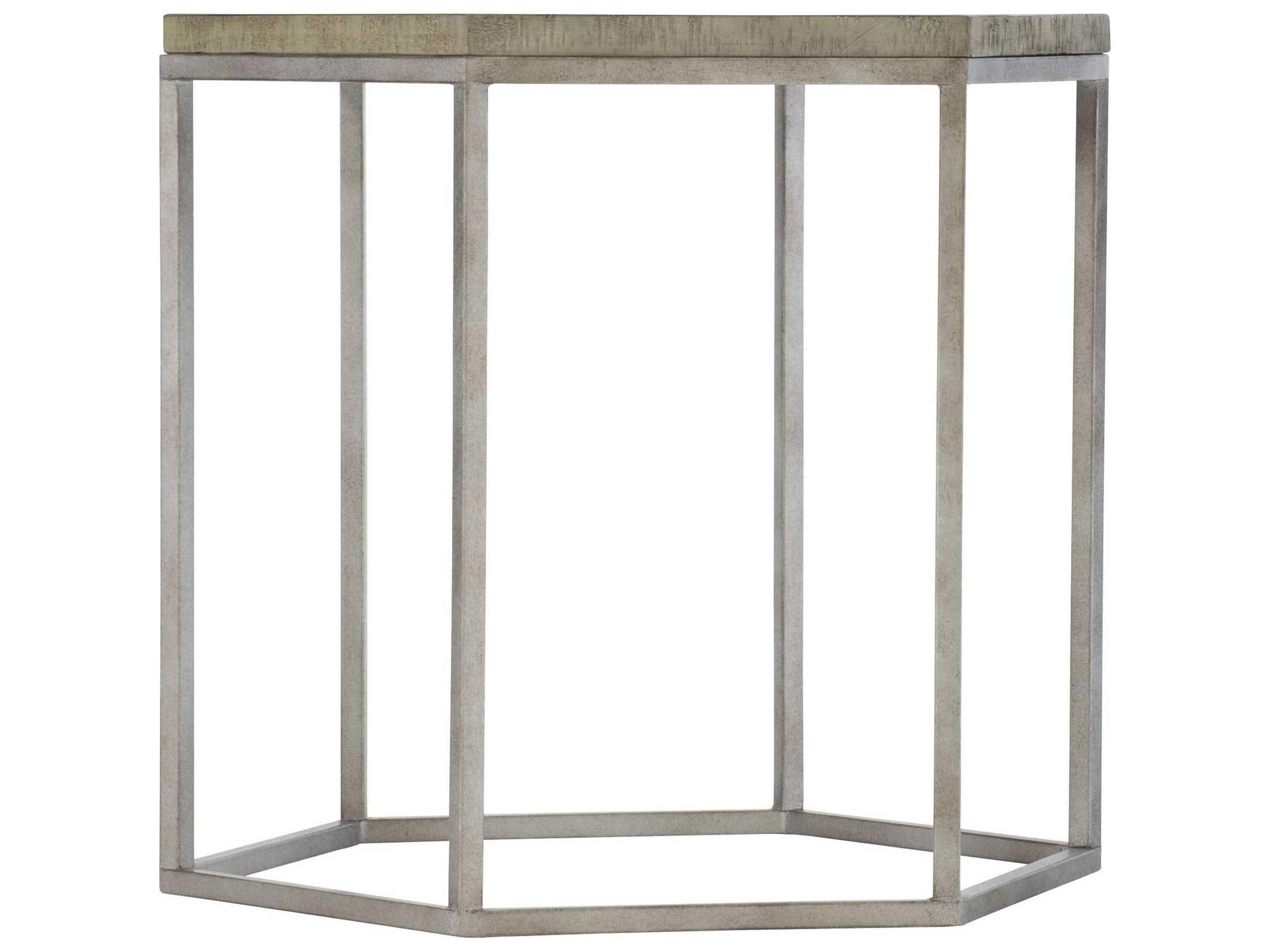 Bernhardt Highland Park Gresham Hexagon Wood Morel Glazed Silver End Table