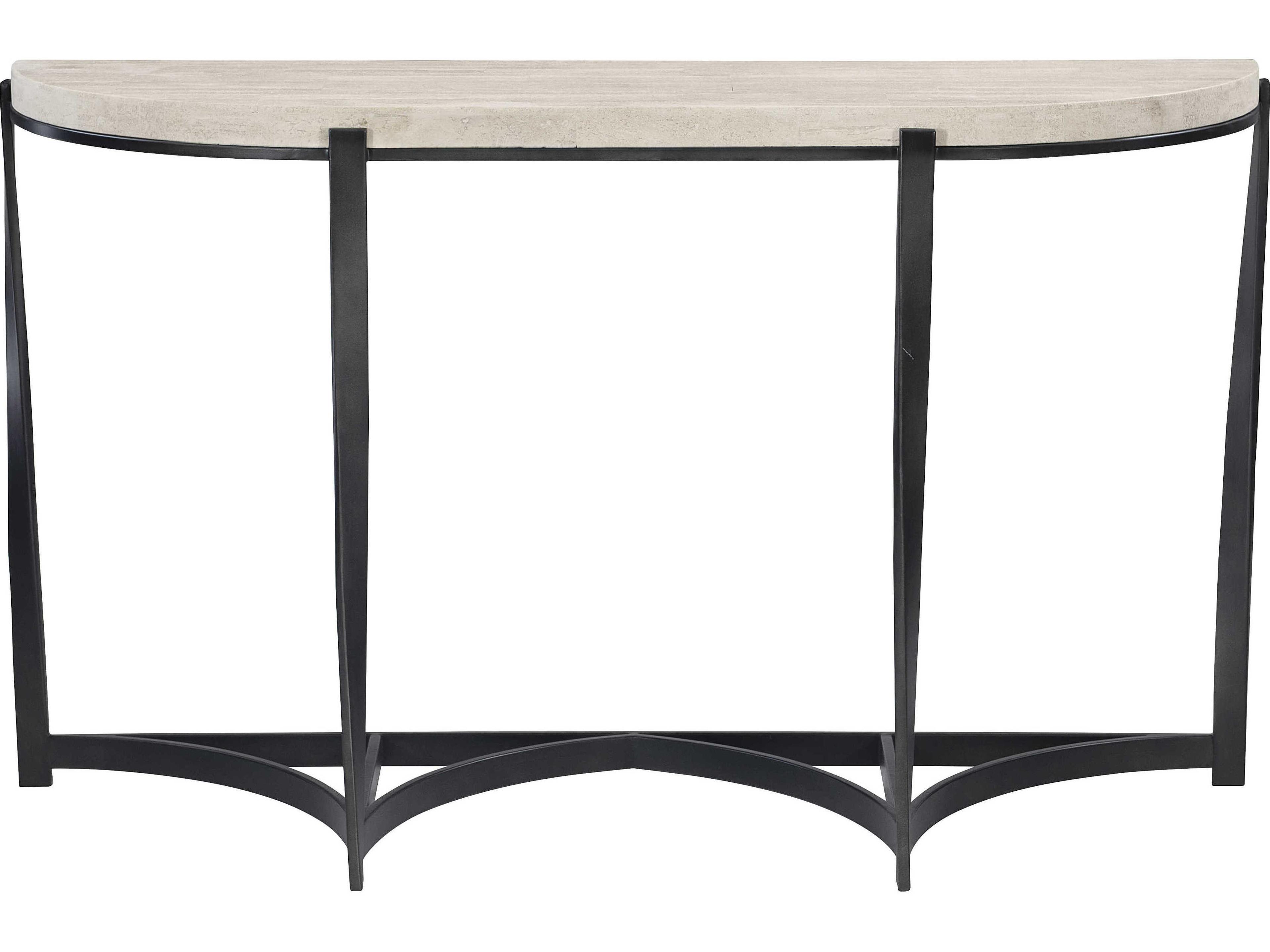 Bernhardt Berkshire Demilune Stone Aged Pewter Console Table