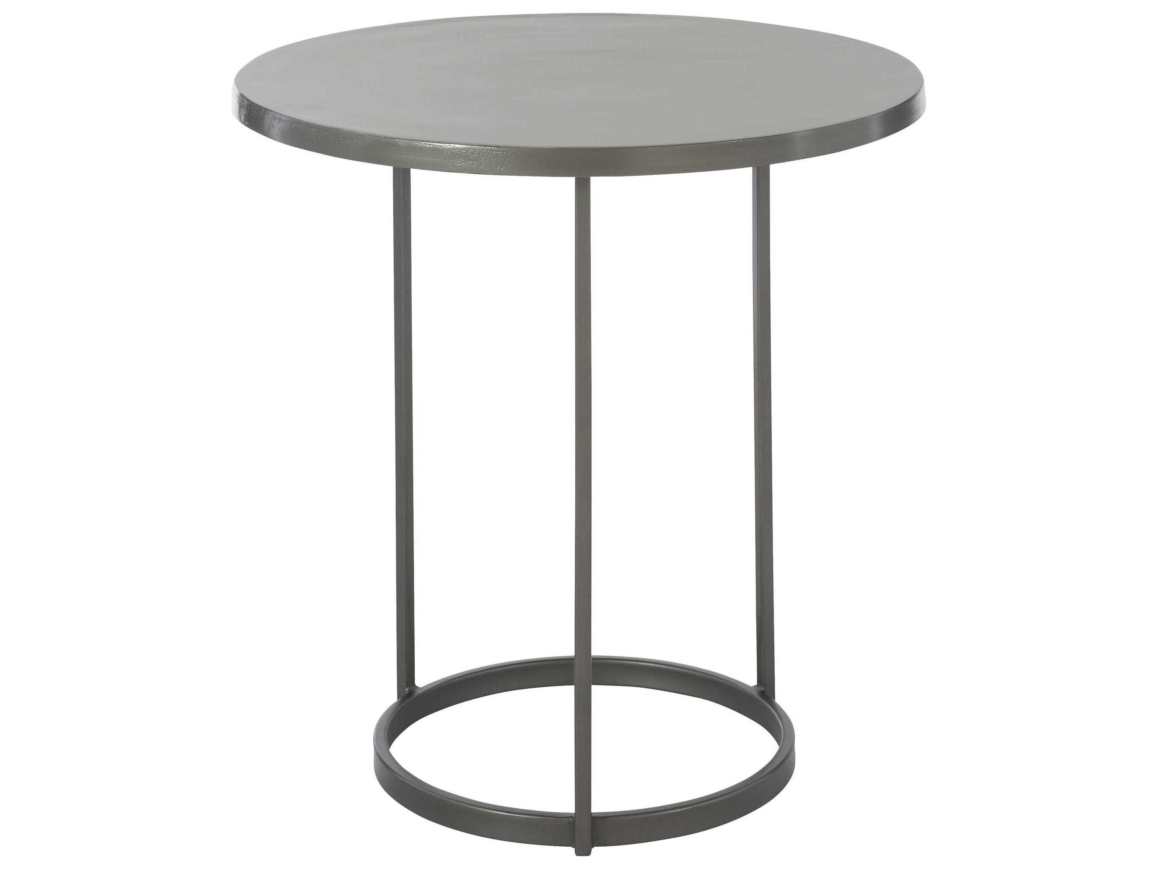 Bernhardt Bonfield Round Metal Graphite Gray End Table