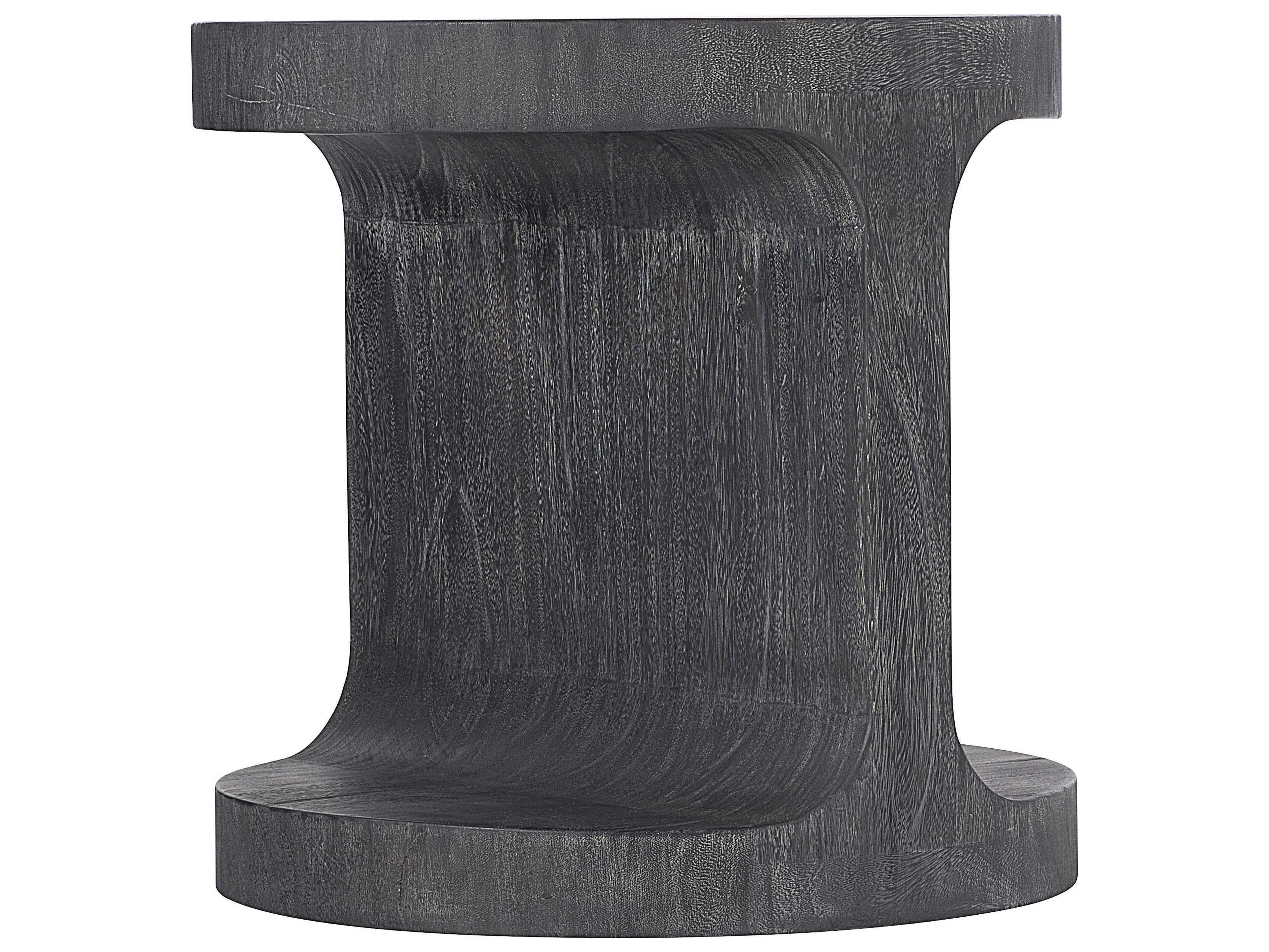 Bernhardt Berkely Round Wood Carbonized End Table