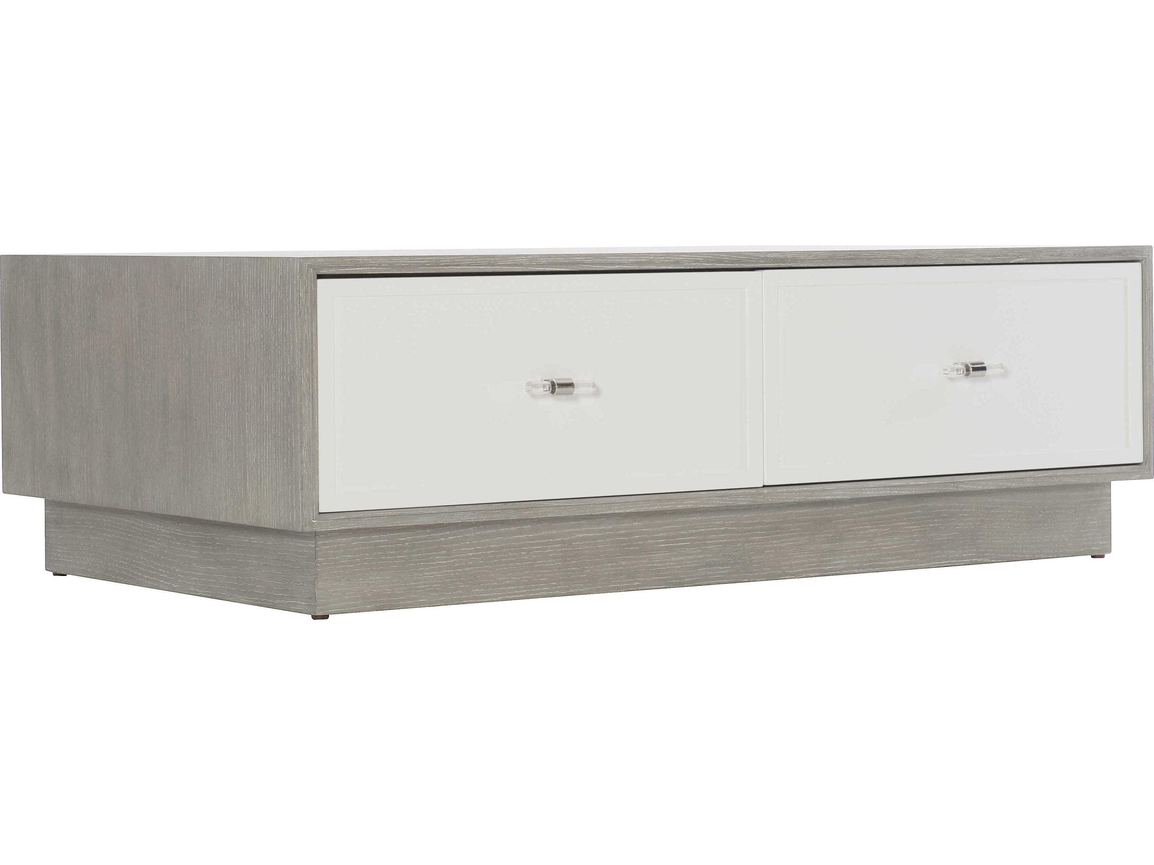Bernhardt Avenue Rectangular Wood Gray Truffle Lacquered White Cocktail Table