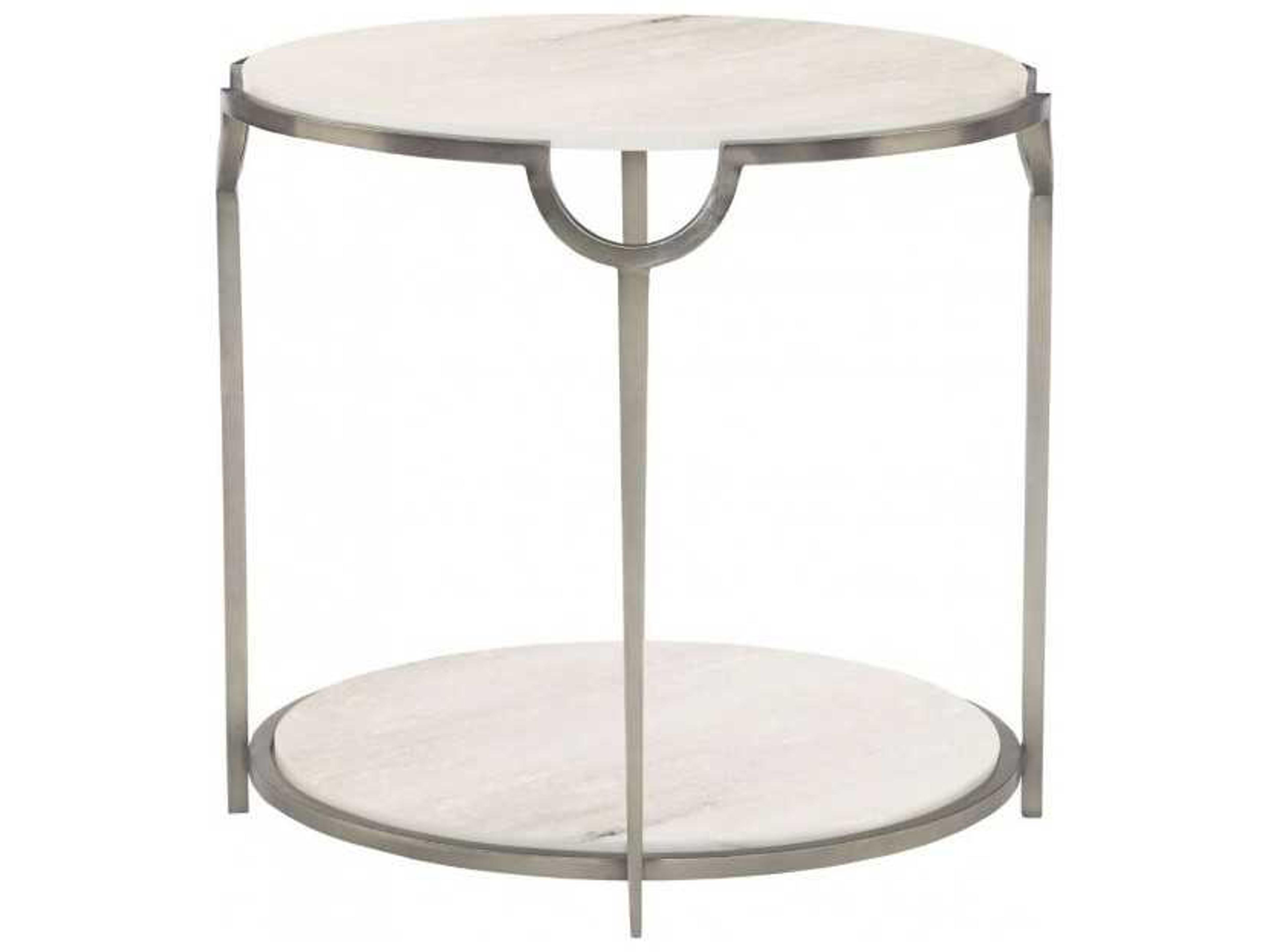 Bernhardt Morello Round Faux Carrar Marble With Oxidized Nickel End Table