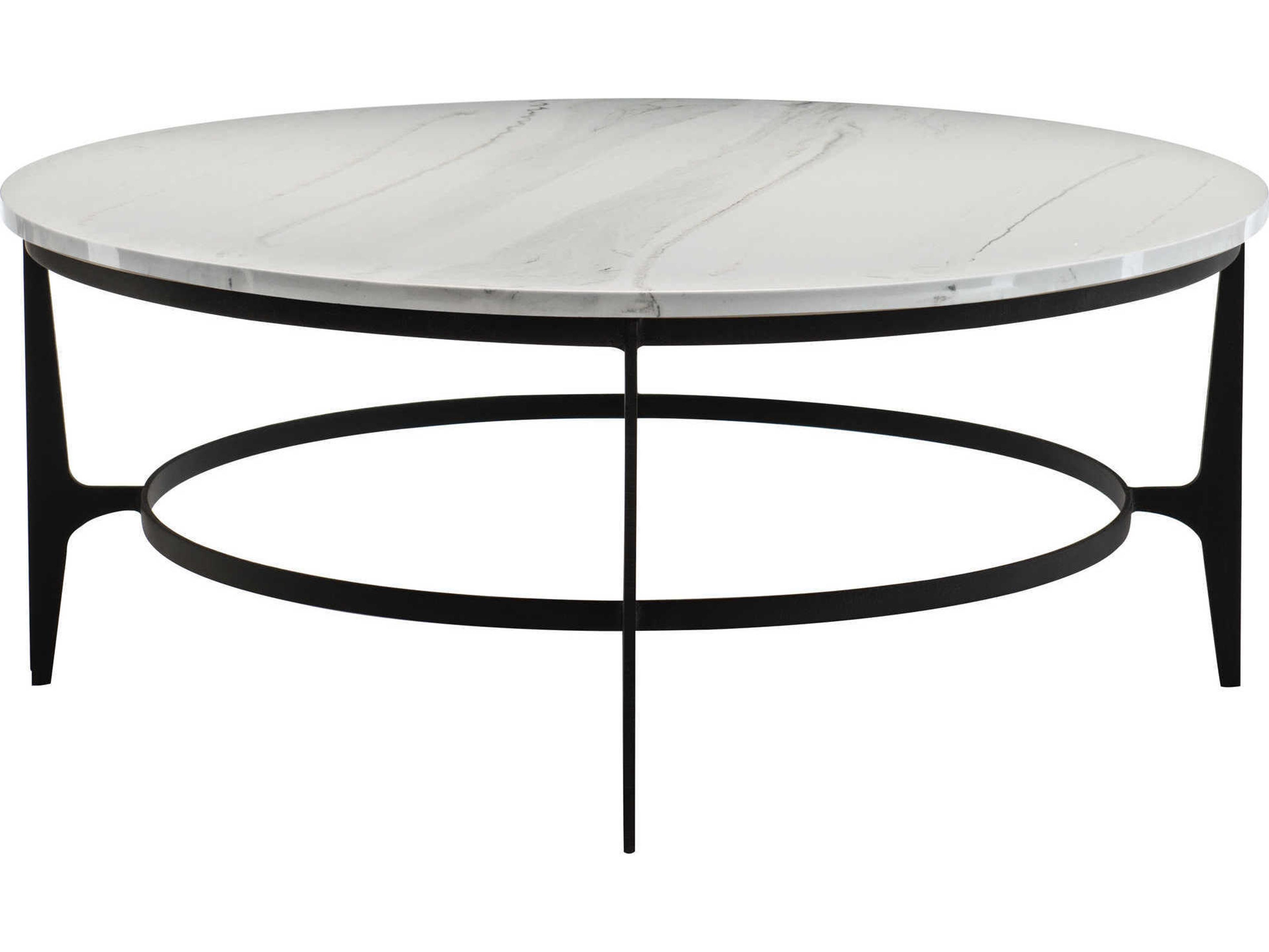 Bernhardt Avondale Round Faux Marble Gray Black Cocktail Table