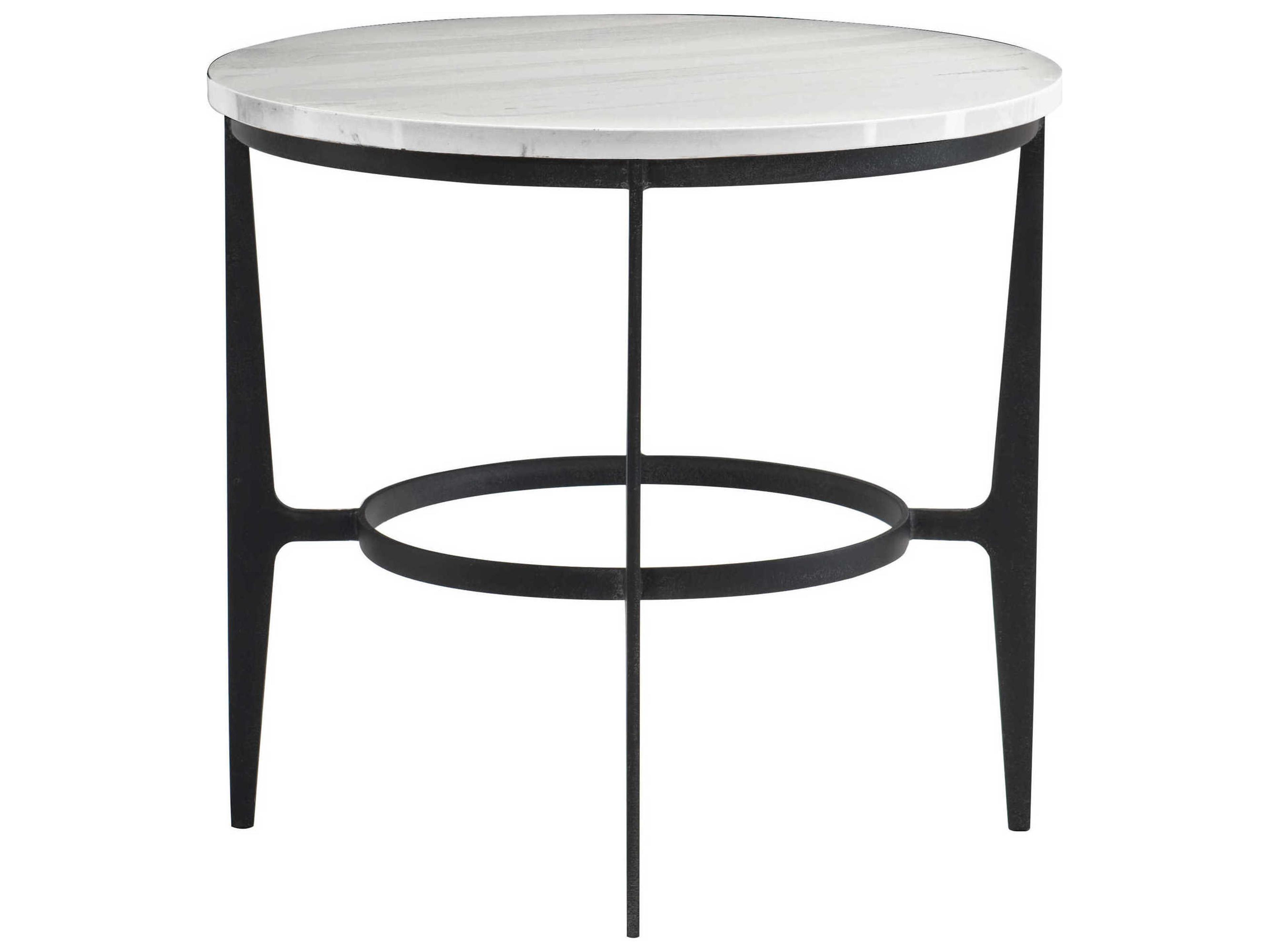 Bernhardt Avondale Round Faux Marble Blackened End Table