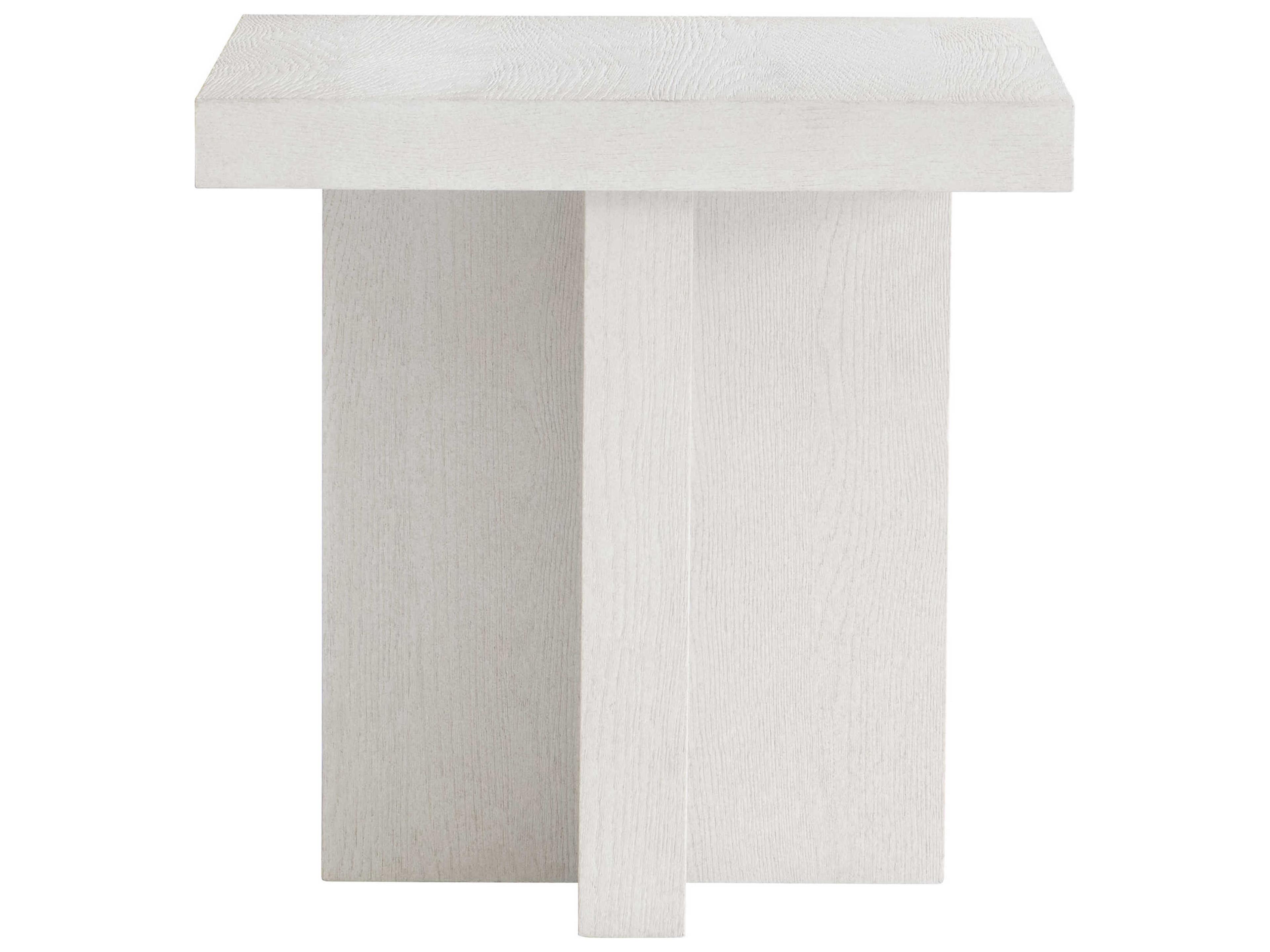 Bernhardt Blythe Square Wood Sandblasted White End Table