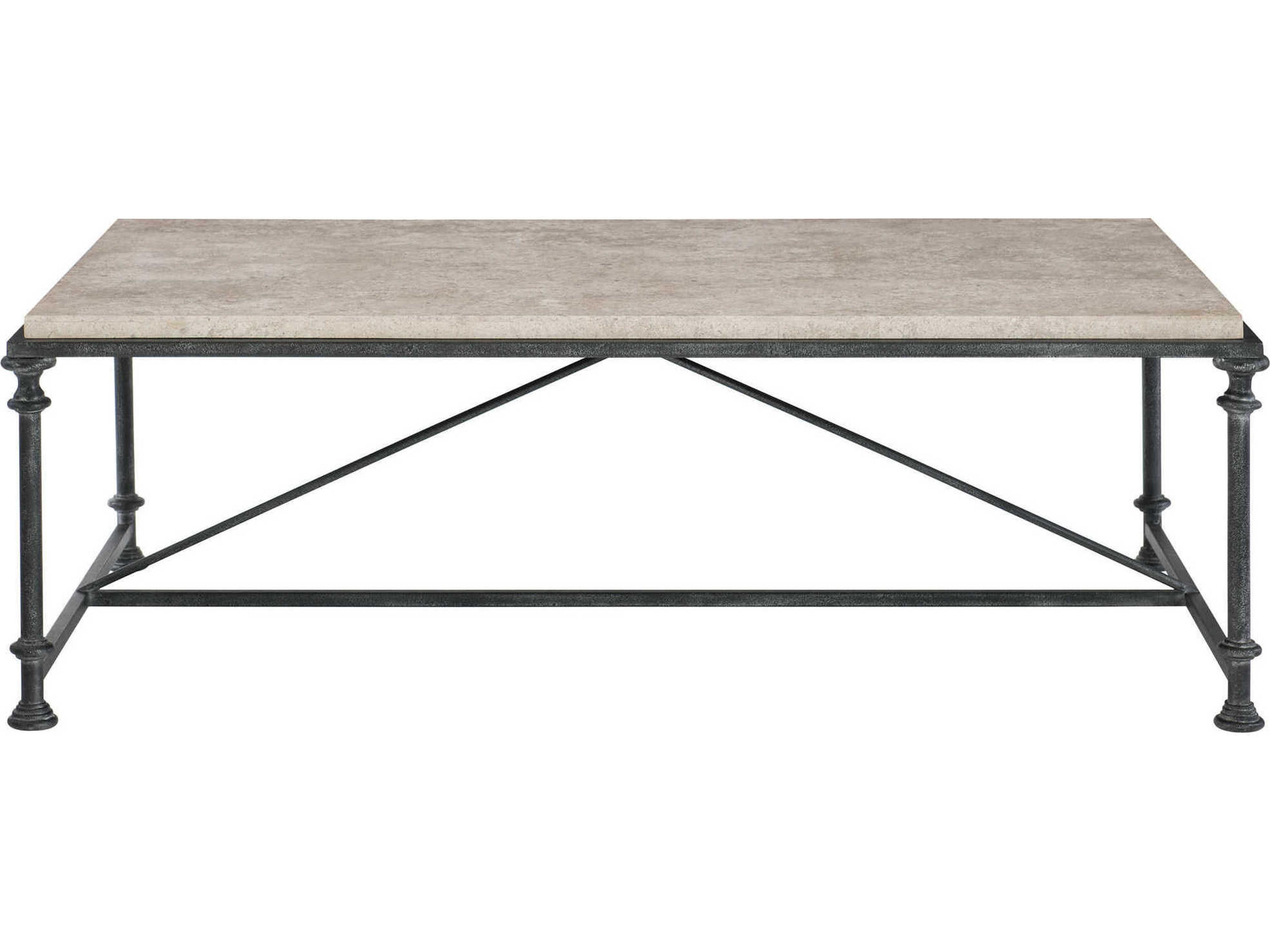 Bernhardt Galesbury Rectangular Stone Antique Silver Cocktail Table