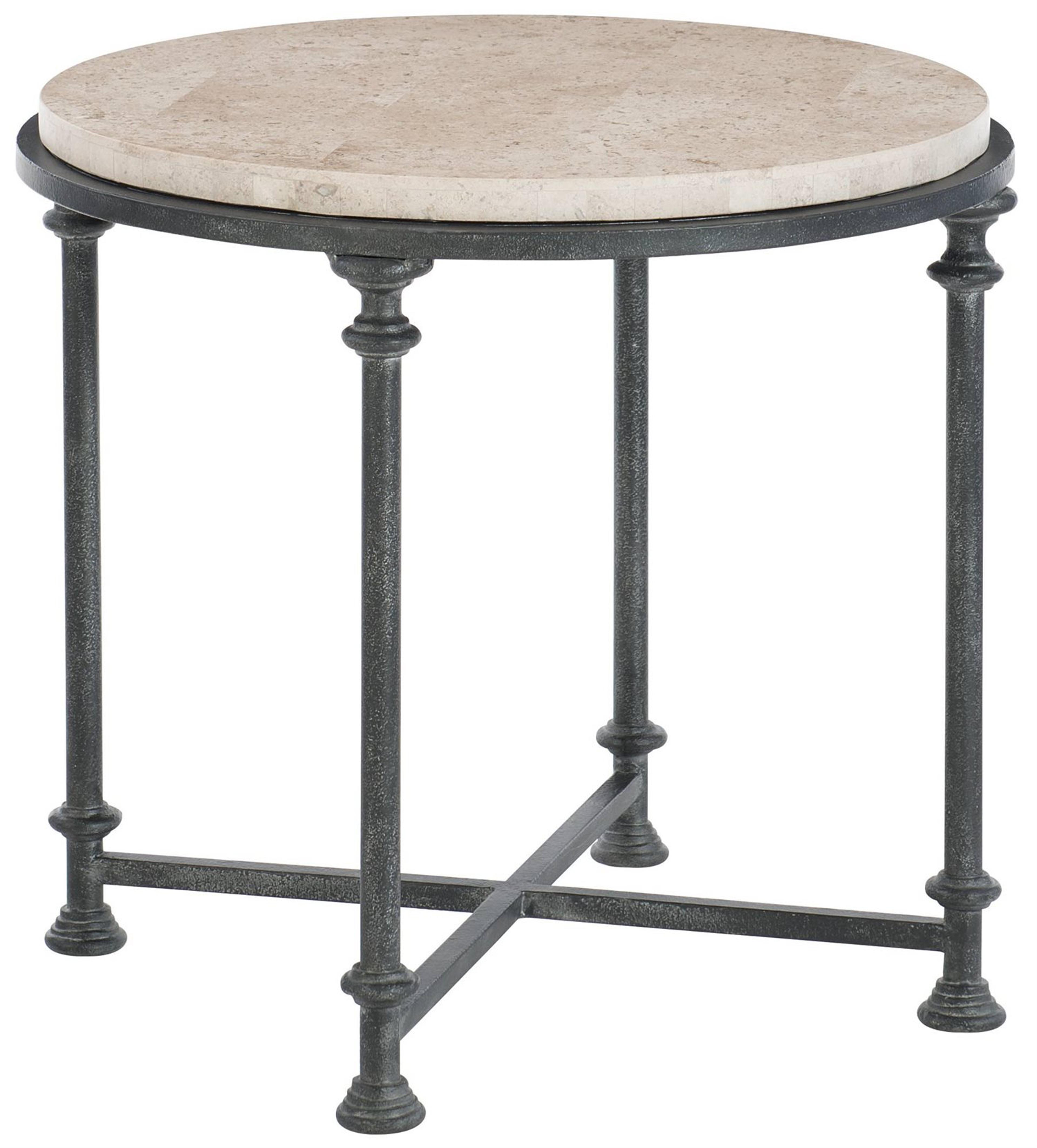 Bernhardt Galesbury Round Stone Antique Silver End Table
