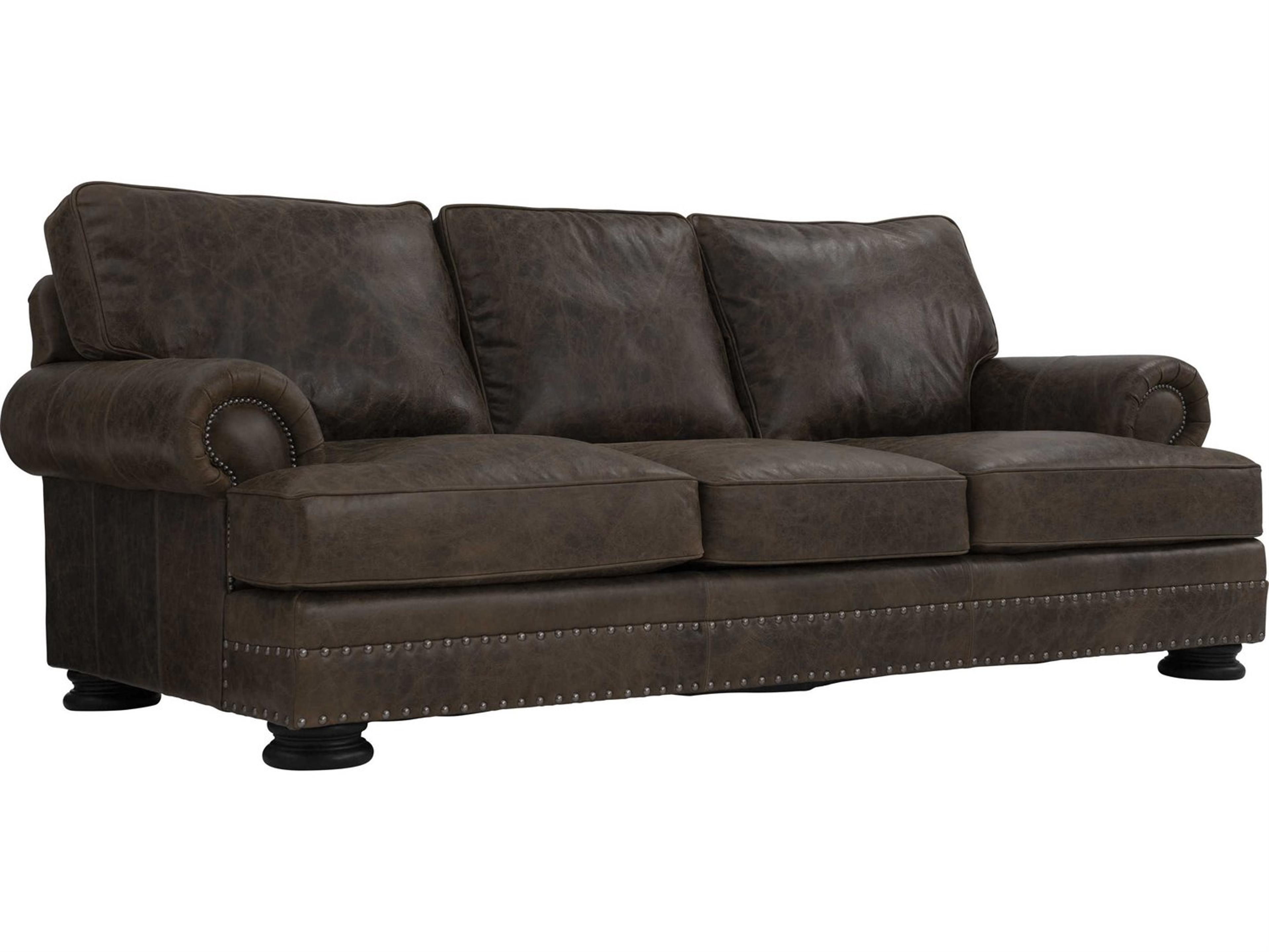 Bernhardt Foster Molasses Leather Sofa
