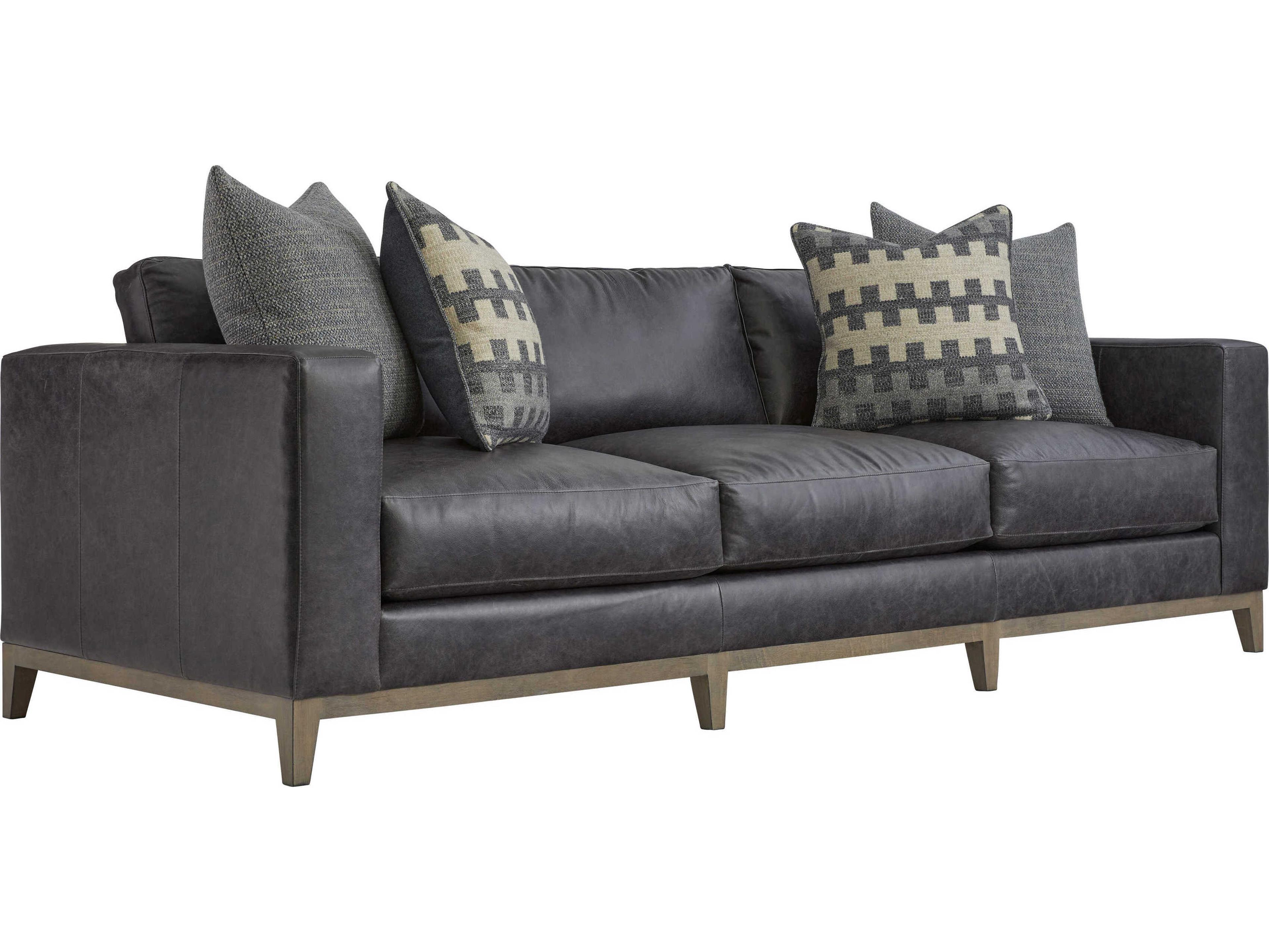 Bernhardt Noel Grey Leather Sofa