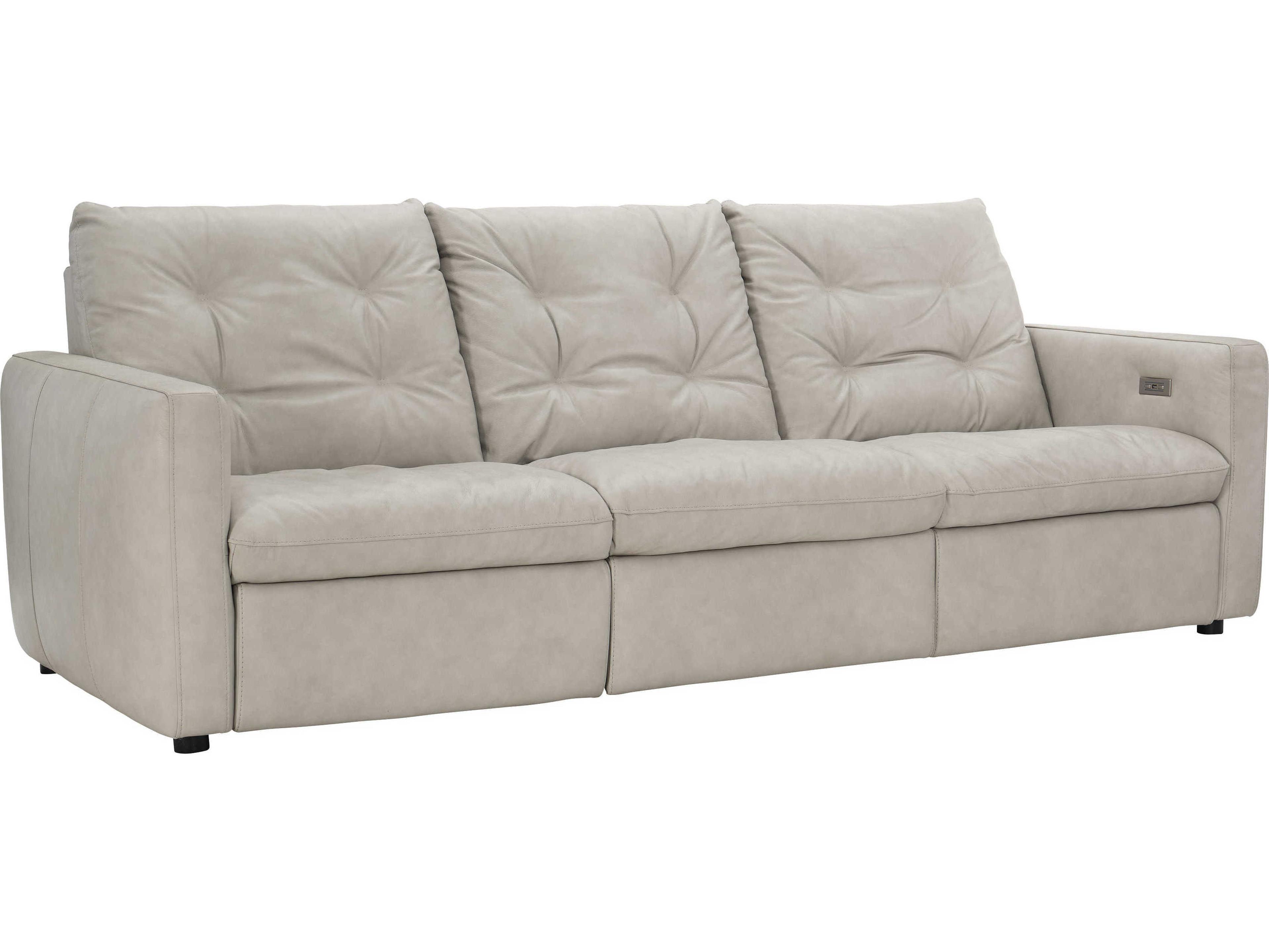 Bernhardt Kaya Power Motion White Leather Recliner Sofa