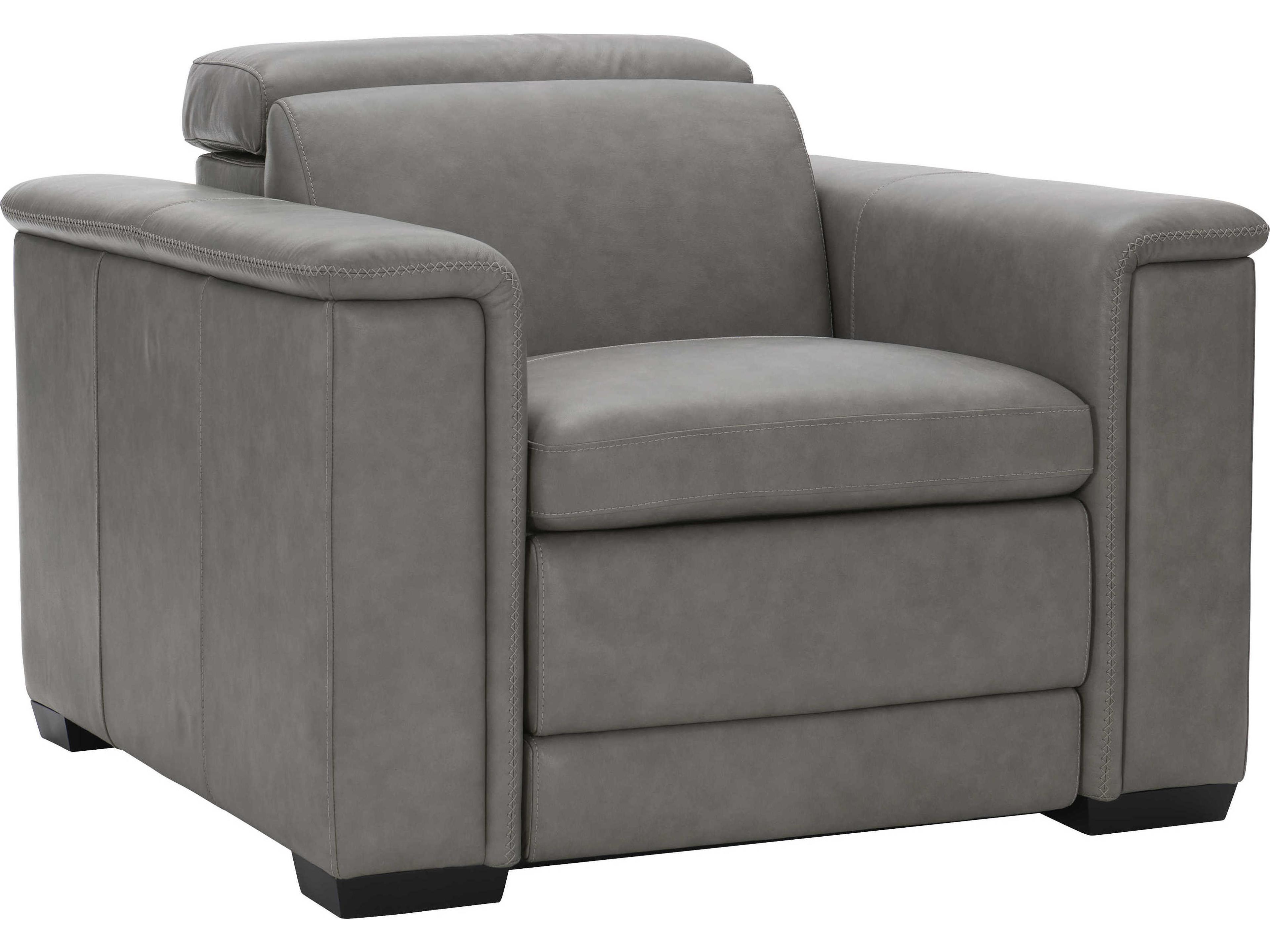 Bernhardt Lioni Mocha Gray Leather Recliner