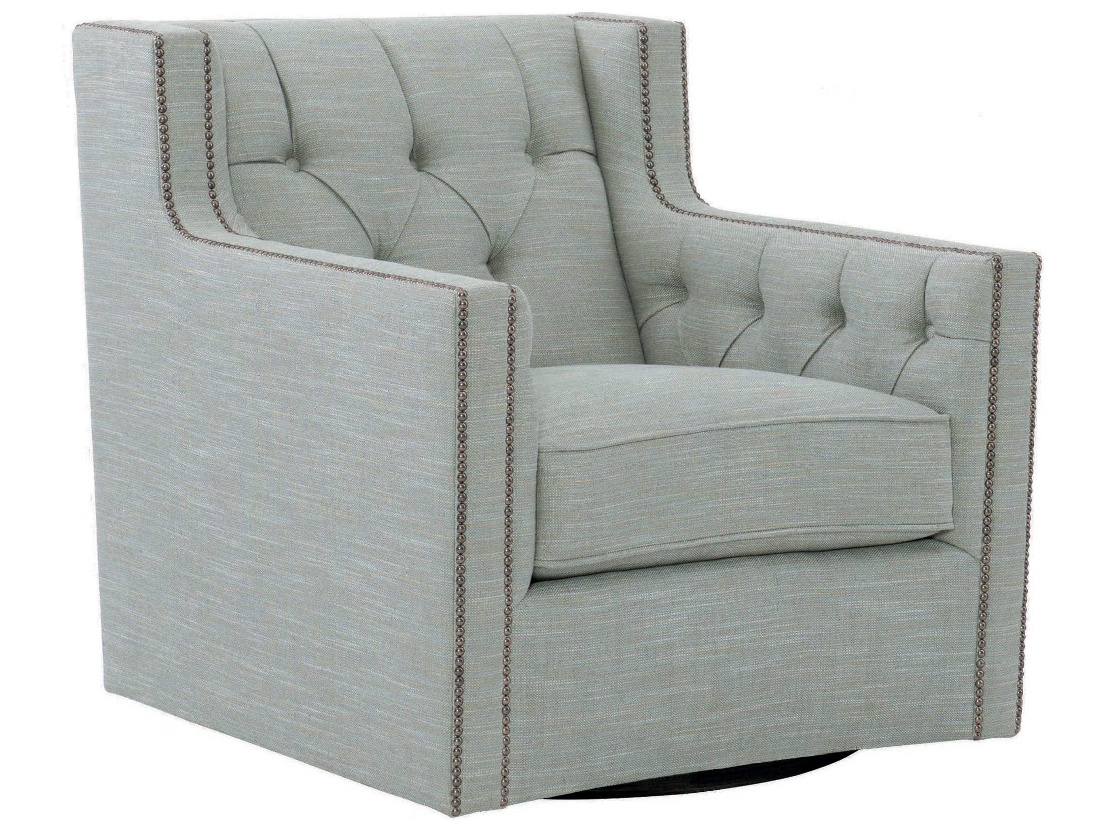 Bernhardt Candace Swivel Gray Fabric Tufted Accent Chair