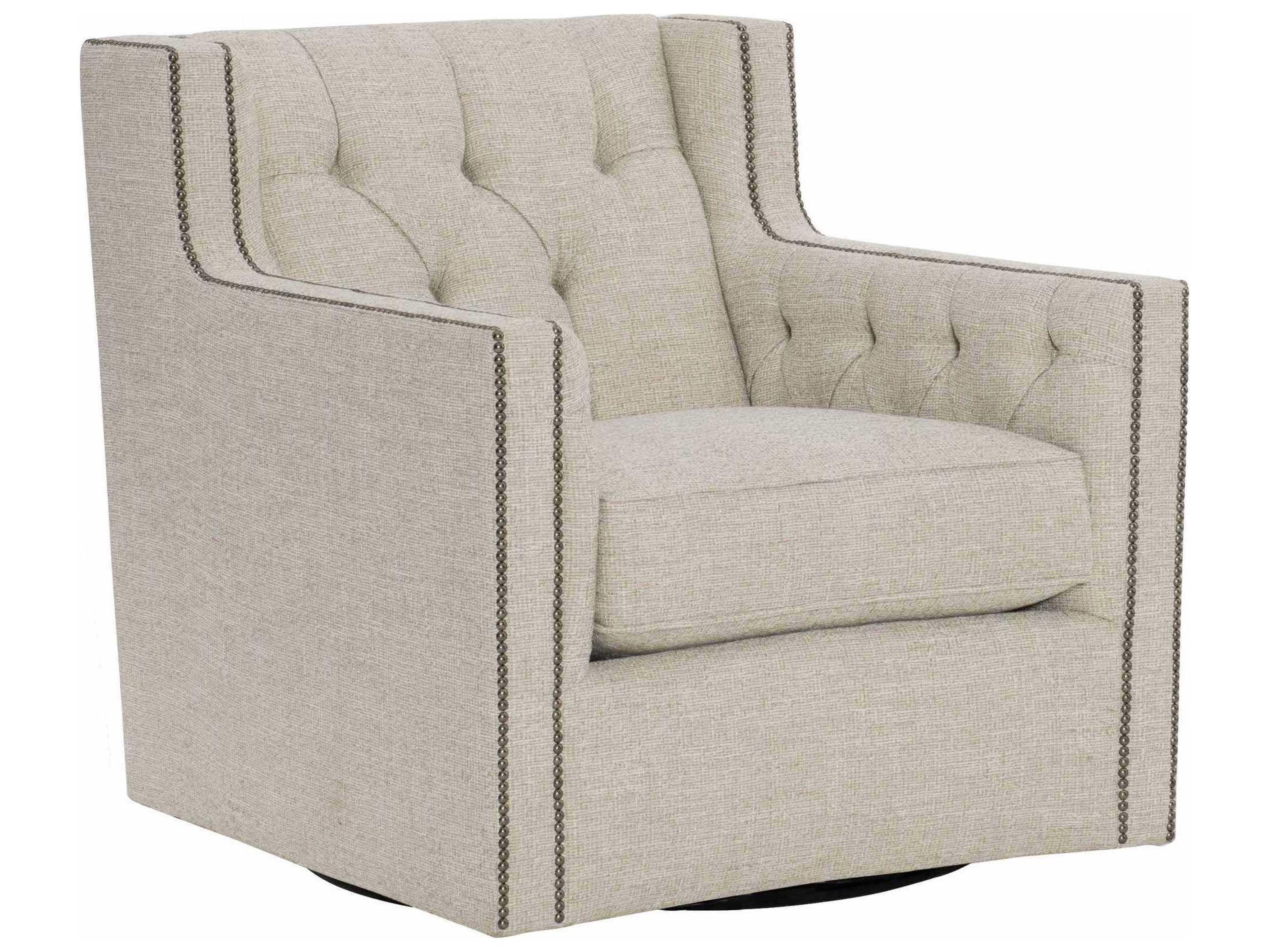 Bernhardt Candace Swivel Beige Fabric Tufted Accent Chair