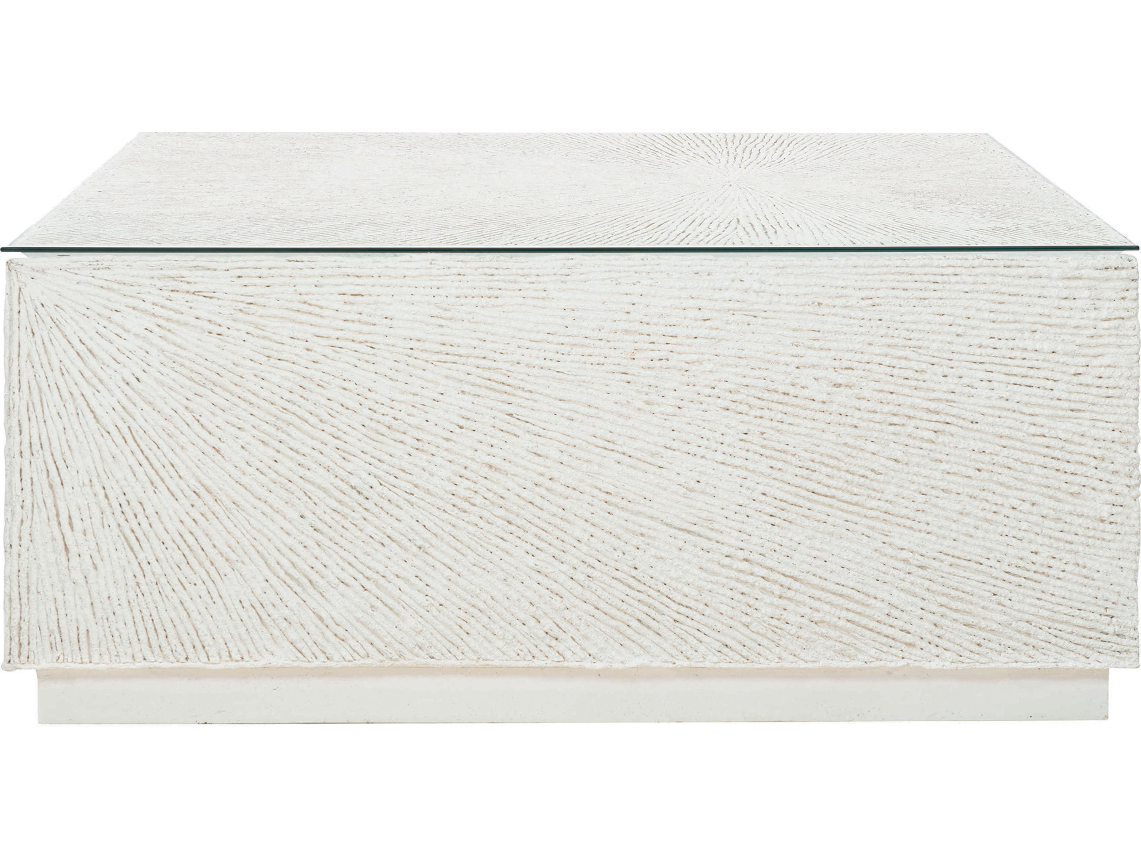 Bernhardt Exteriors Tenerife White Square Coco Twig Outdoor Coffee Table