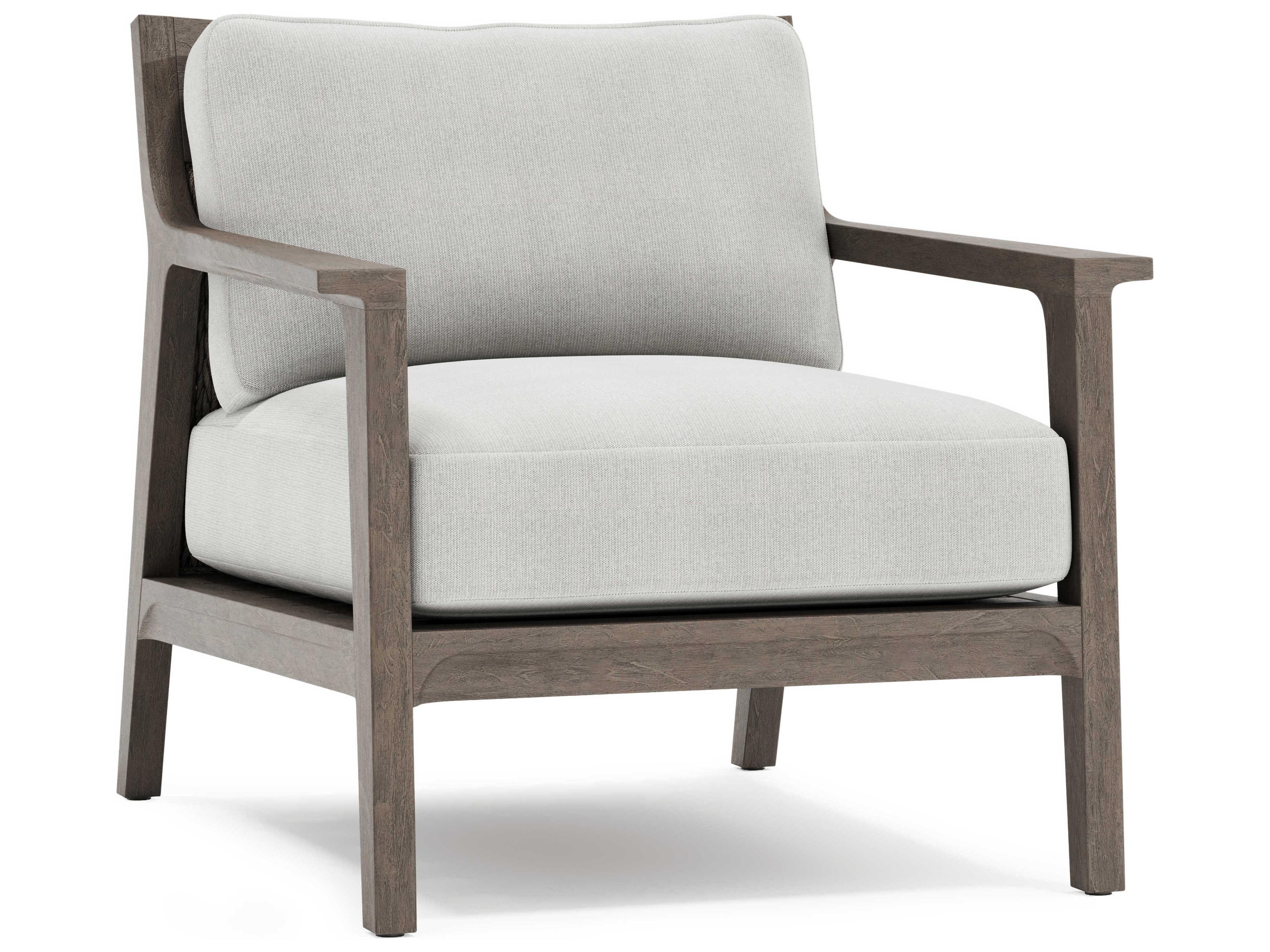 Bernhardt Exteriors Ibiza Weathered Teak Cushion Patio Lounge Chair
