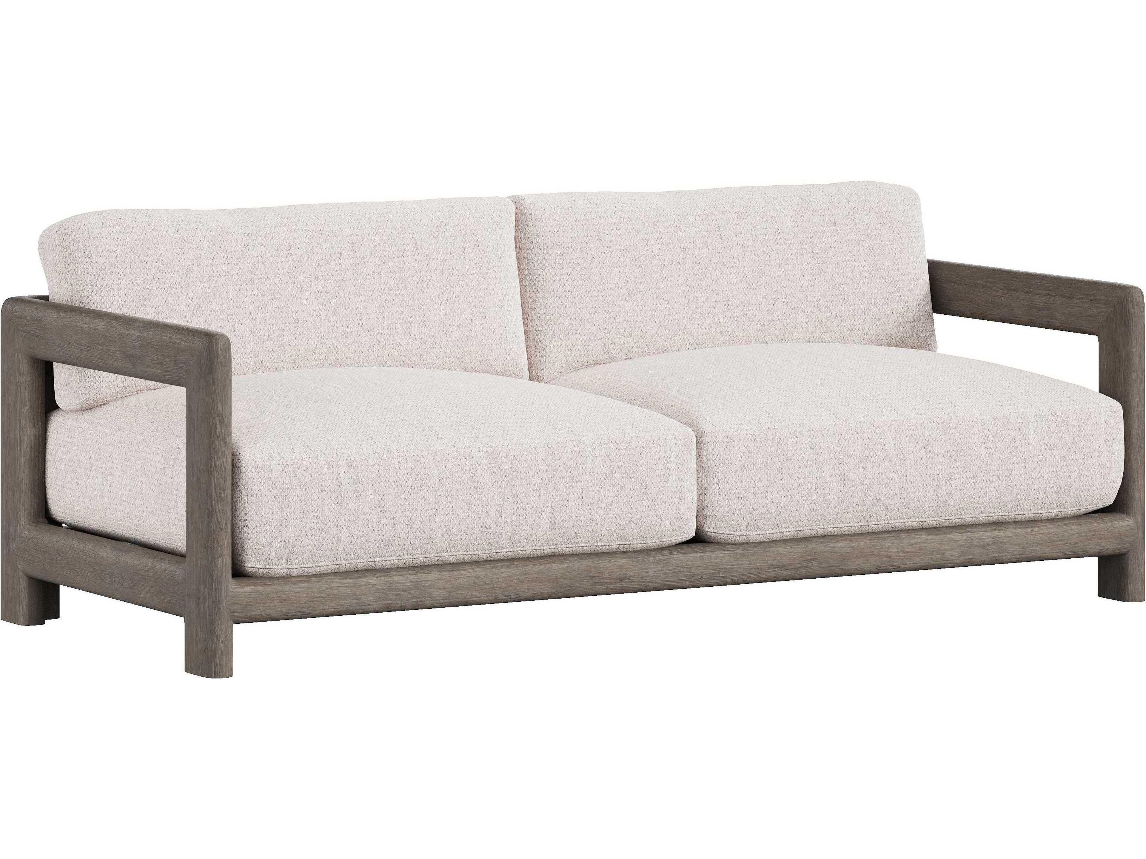 Bernhardt Exteriors Weathered Teak Cushion Outdoor Patio Sofa