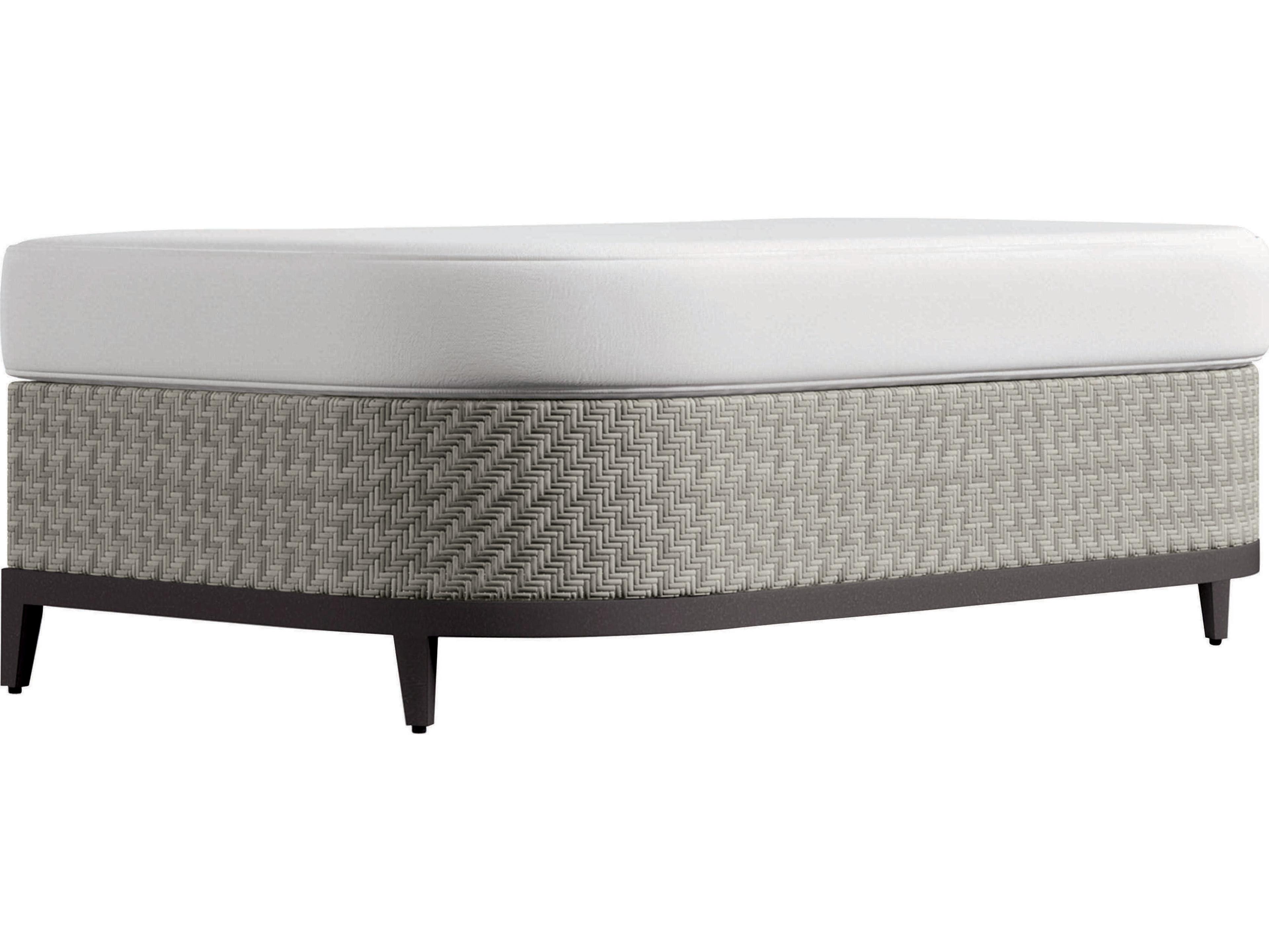 Bernhardt Exteriors Pewter Gray Fabric Wicker Cushion Outdoor Ottoman