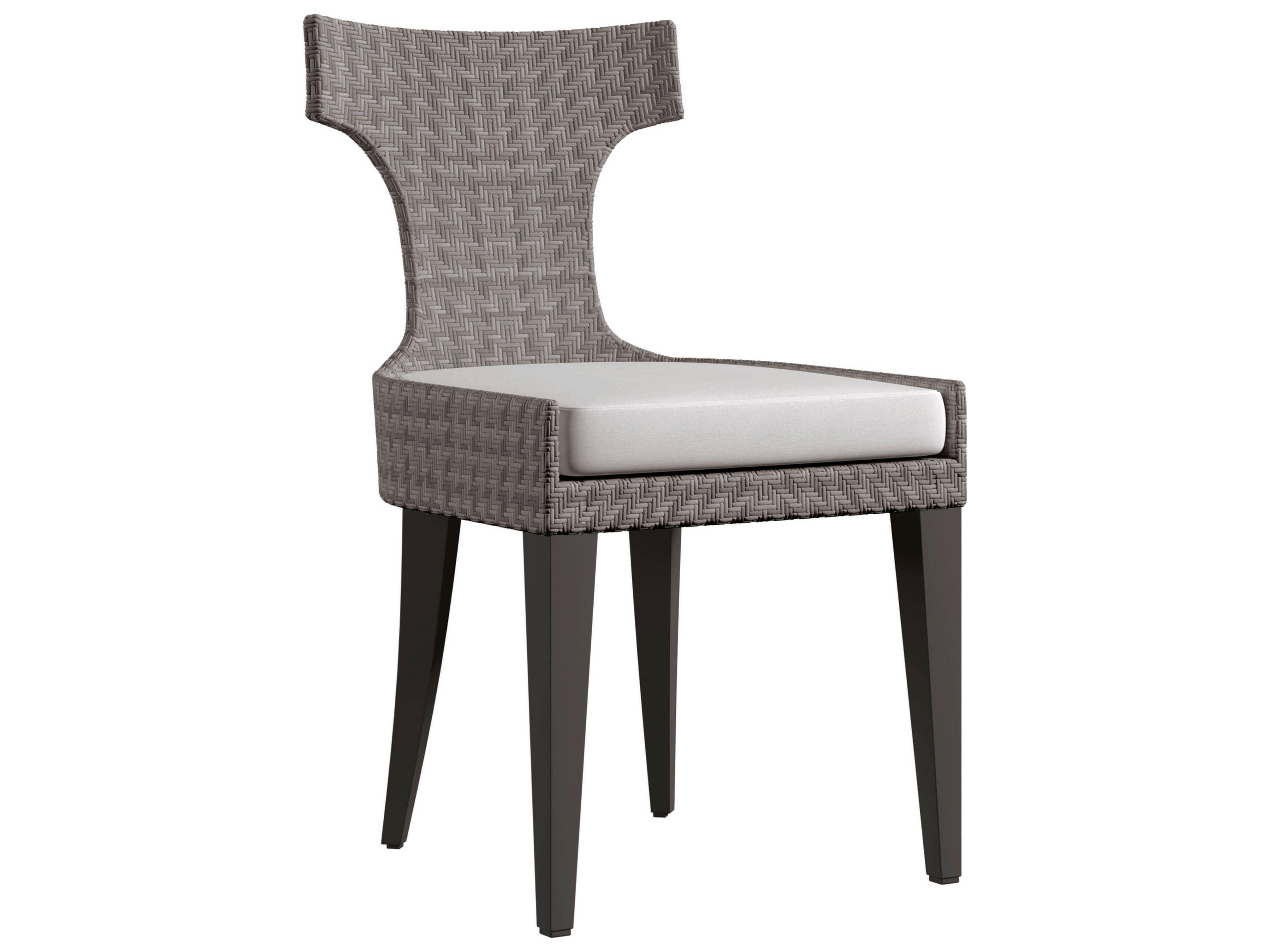 Bernhardt Exteriors Graphite Pewter Gray Teak Cushion Dining Chair