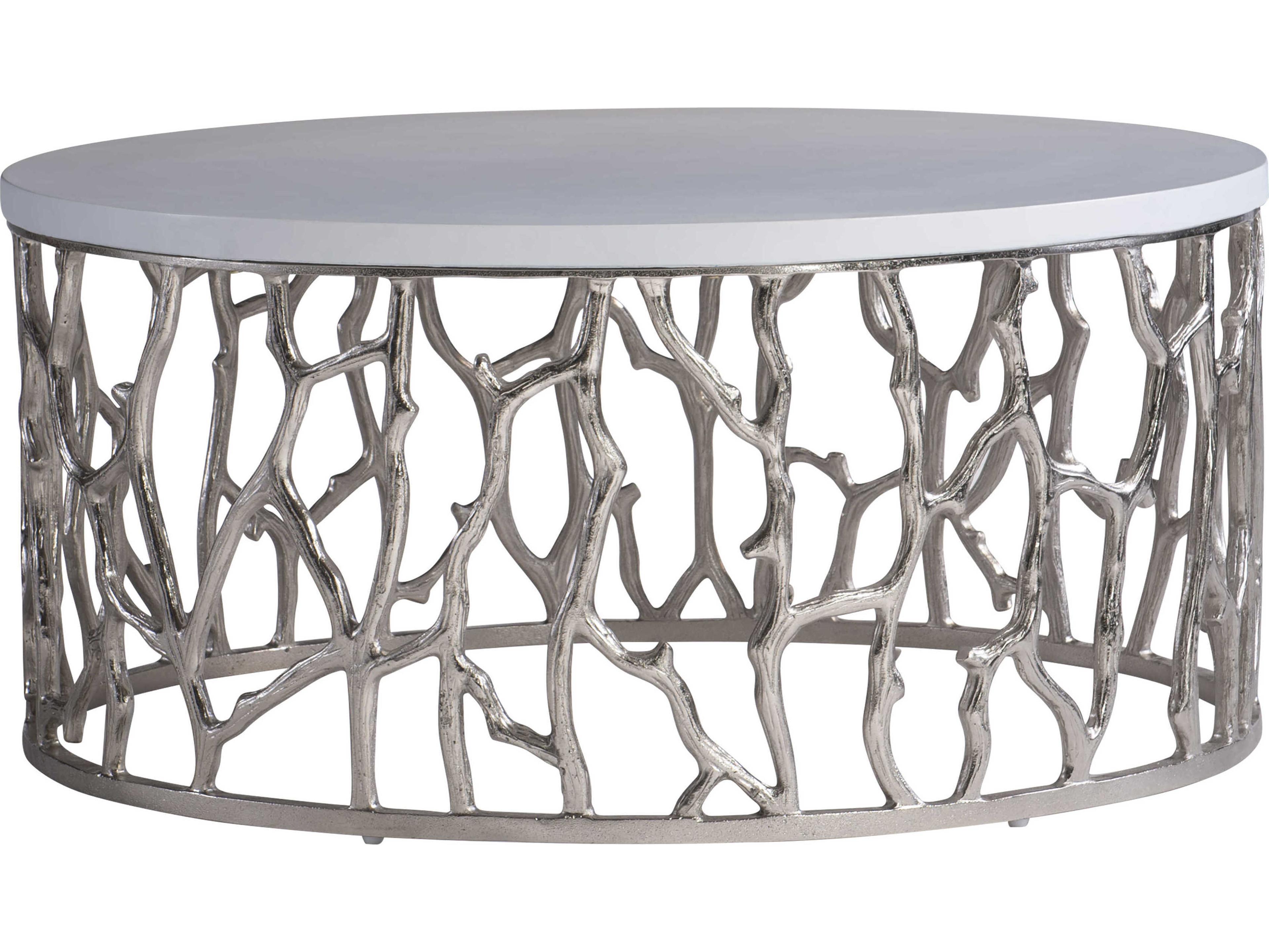 Bernhardt Exteriors Bone / Nickel Round Milos Patio Coffee Table