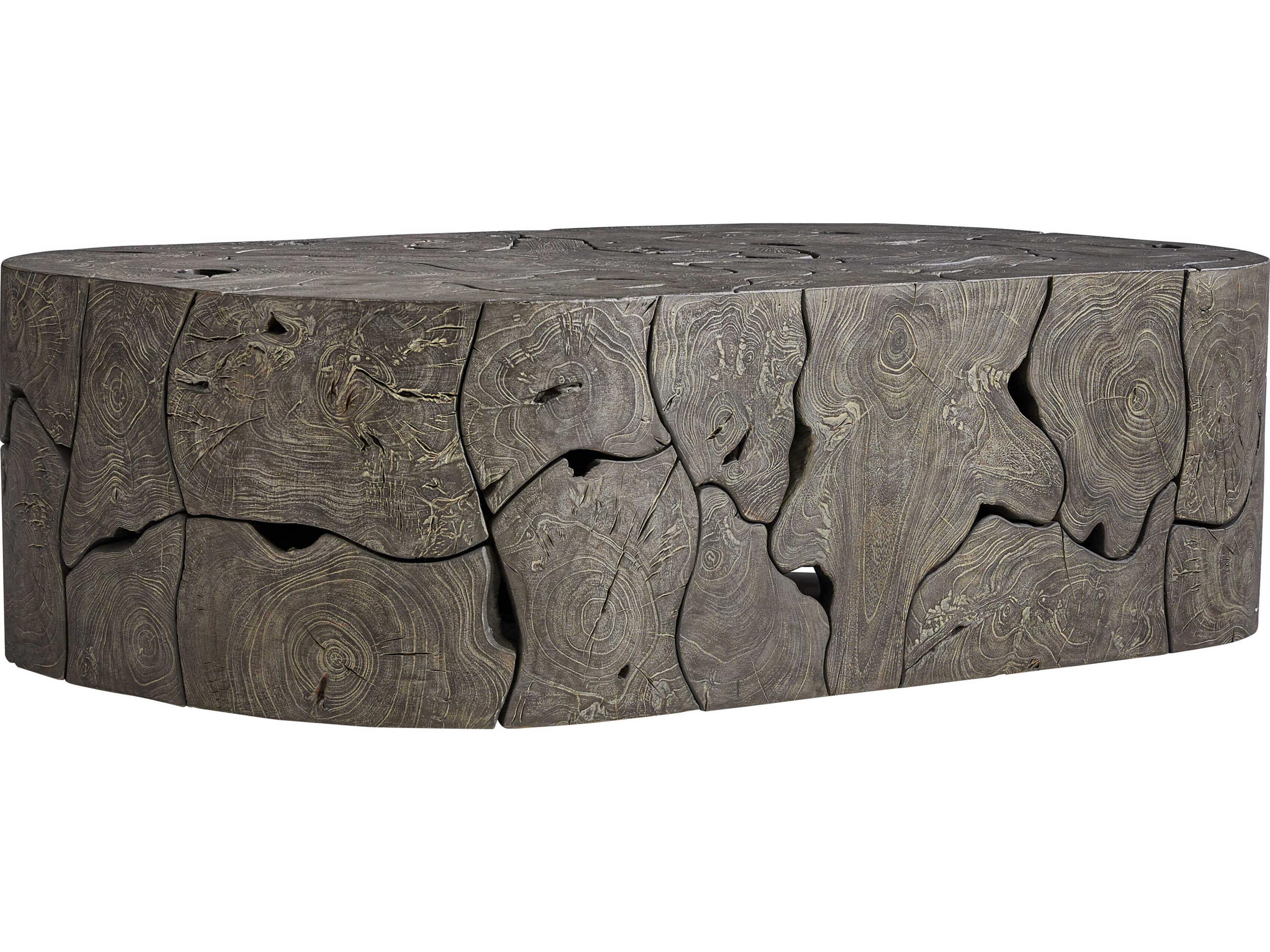 Bernhardt Exteriors Trinidad Smoked Truffle Wood Oval Outdoor Patio Coffee Table