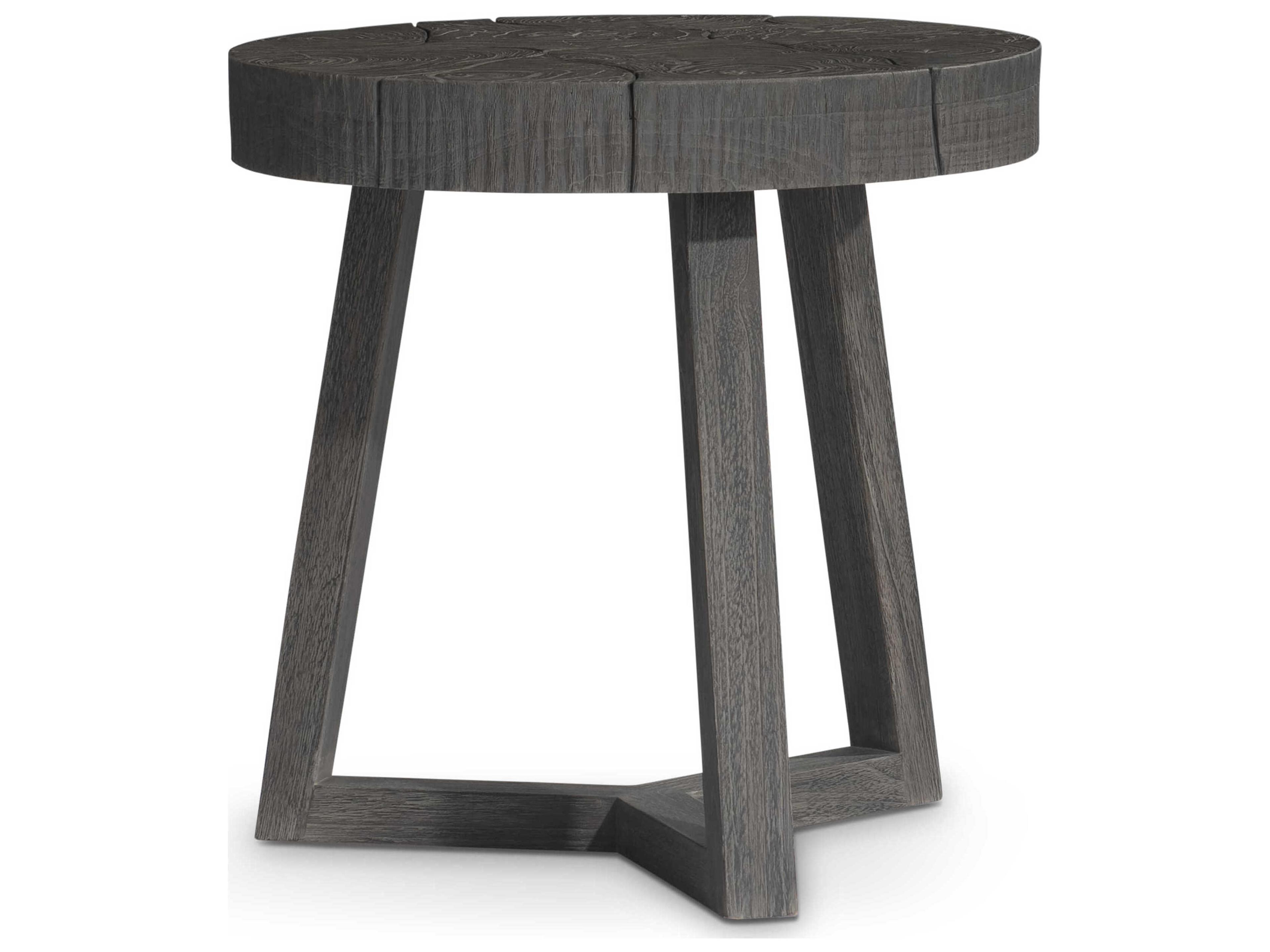 Bernhardt Exteriors Kaya Smoked Truffle Wood Round Outdoor End Table