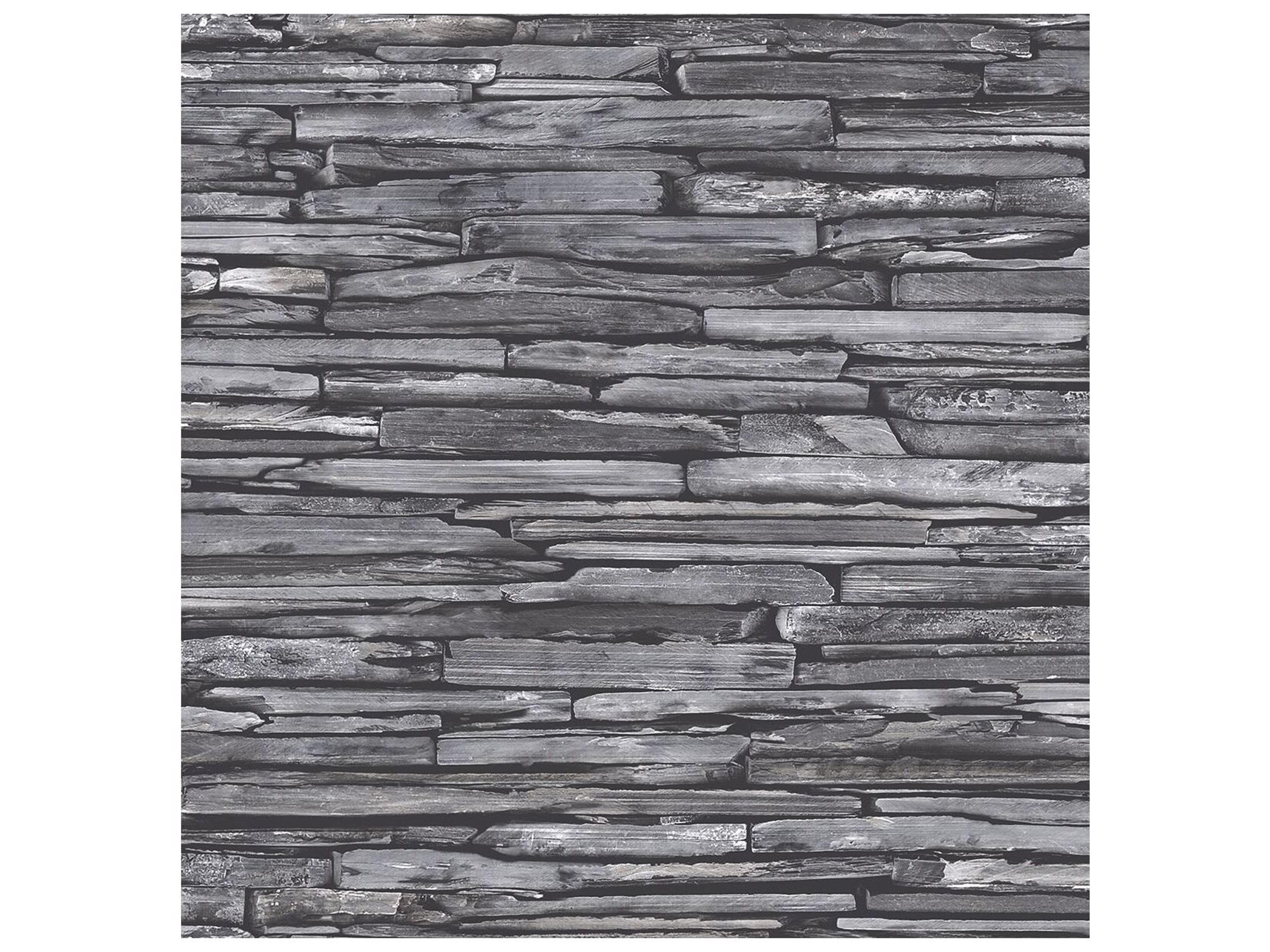 Brewster Home Fashions A-street Prints Stacked Slate Charcoal Industrial Wallpaper