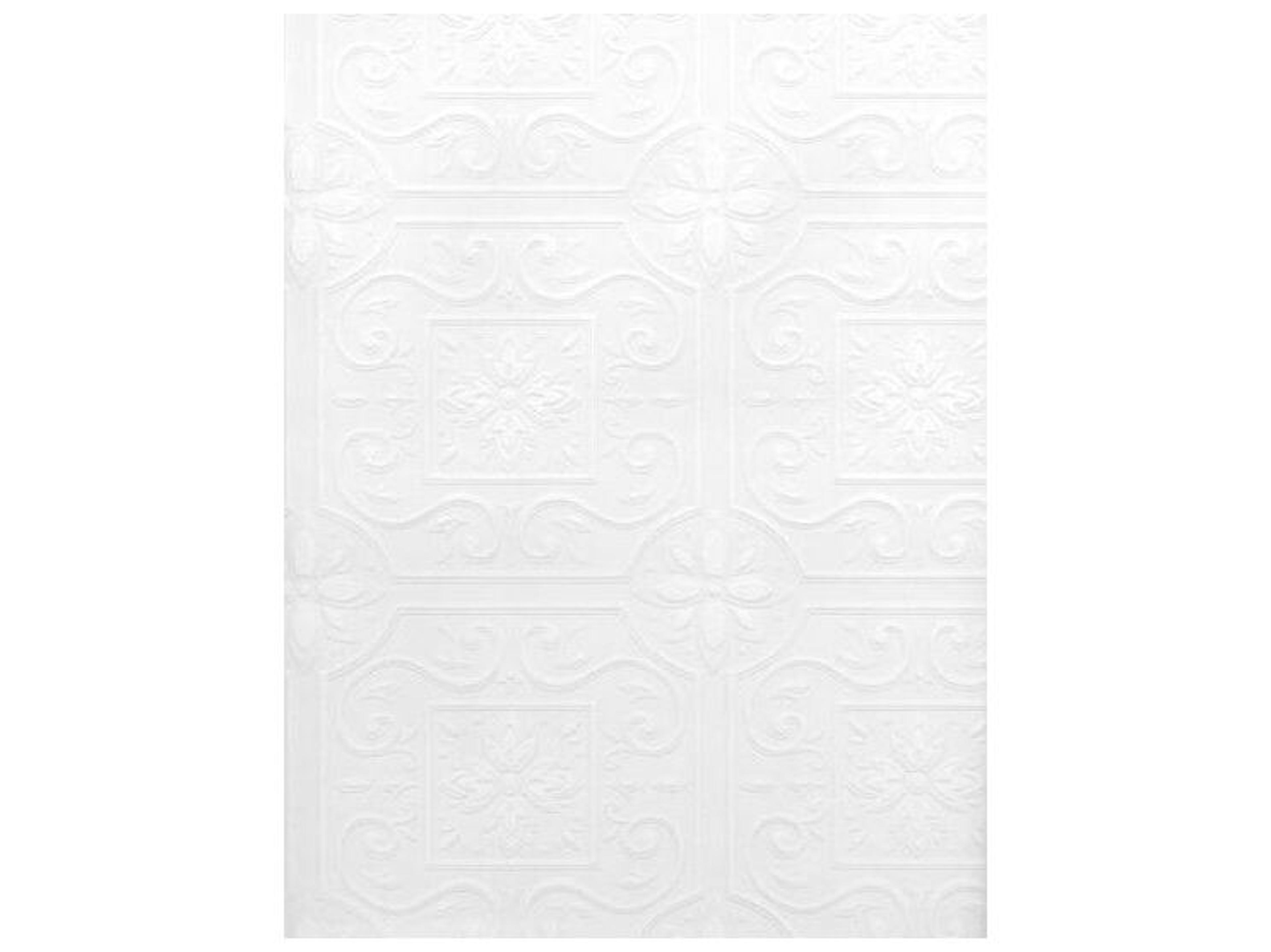 Brewster Home Fashions For Your Bath Iii Talavera White Flower Tile Paintable Wallpaper