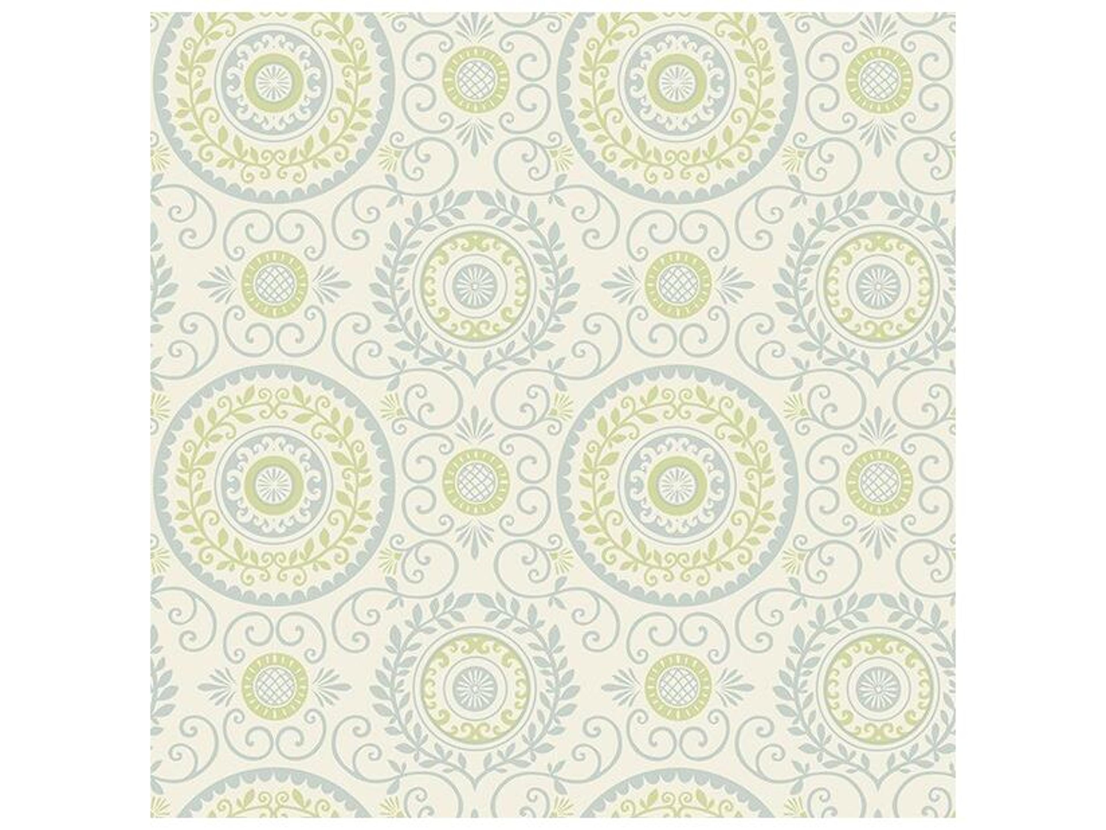 Brewster Home Fashions For Your Bath Iii Annabel Blue Medallion Wallpaper