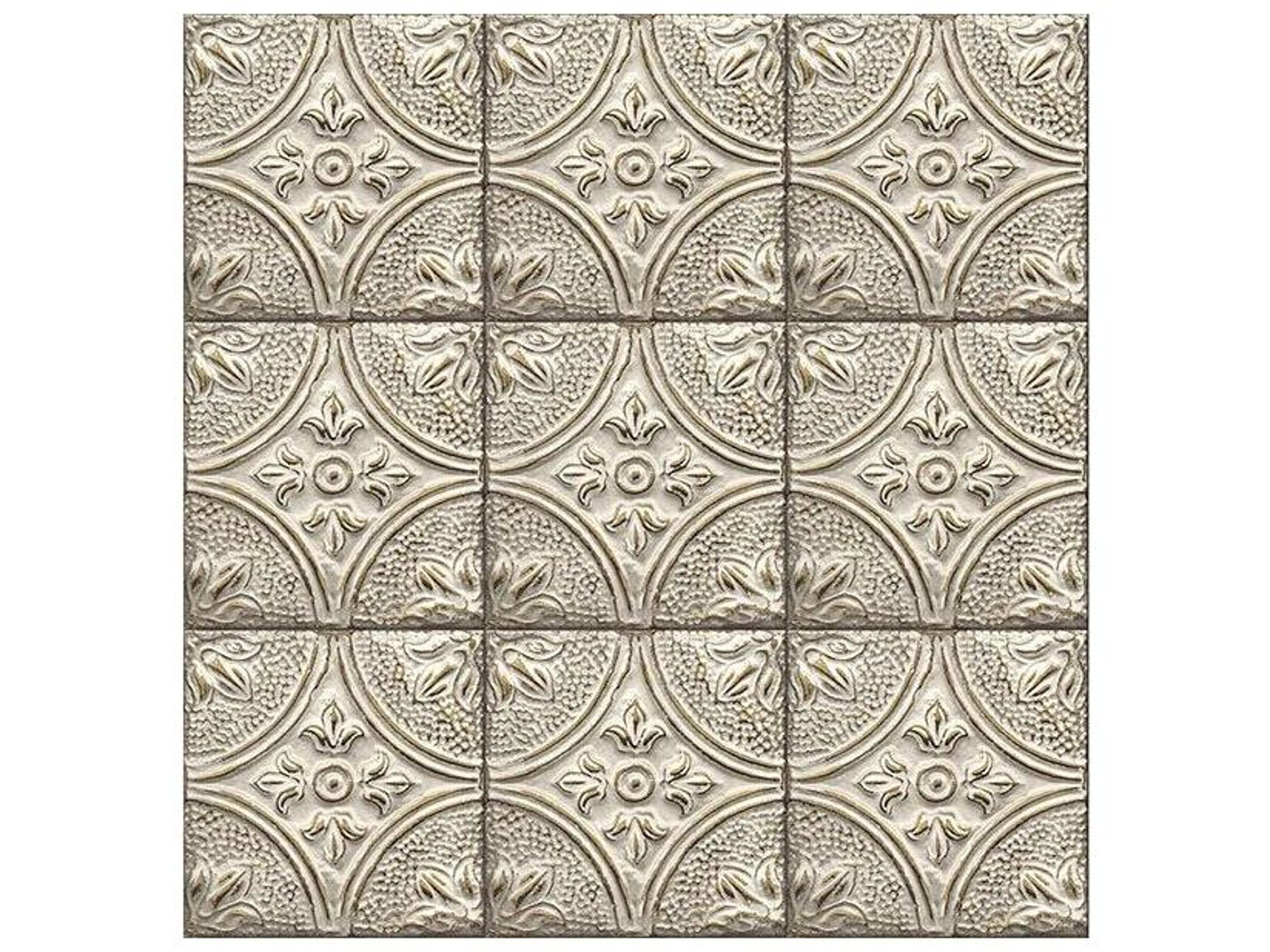 Brewster Home Fashions Kitchen & Bath Essentials Houston Cream Tin Tile Wallpaper