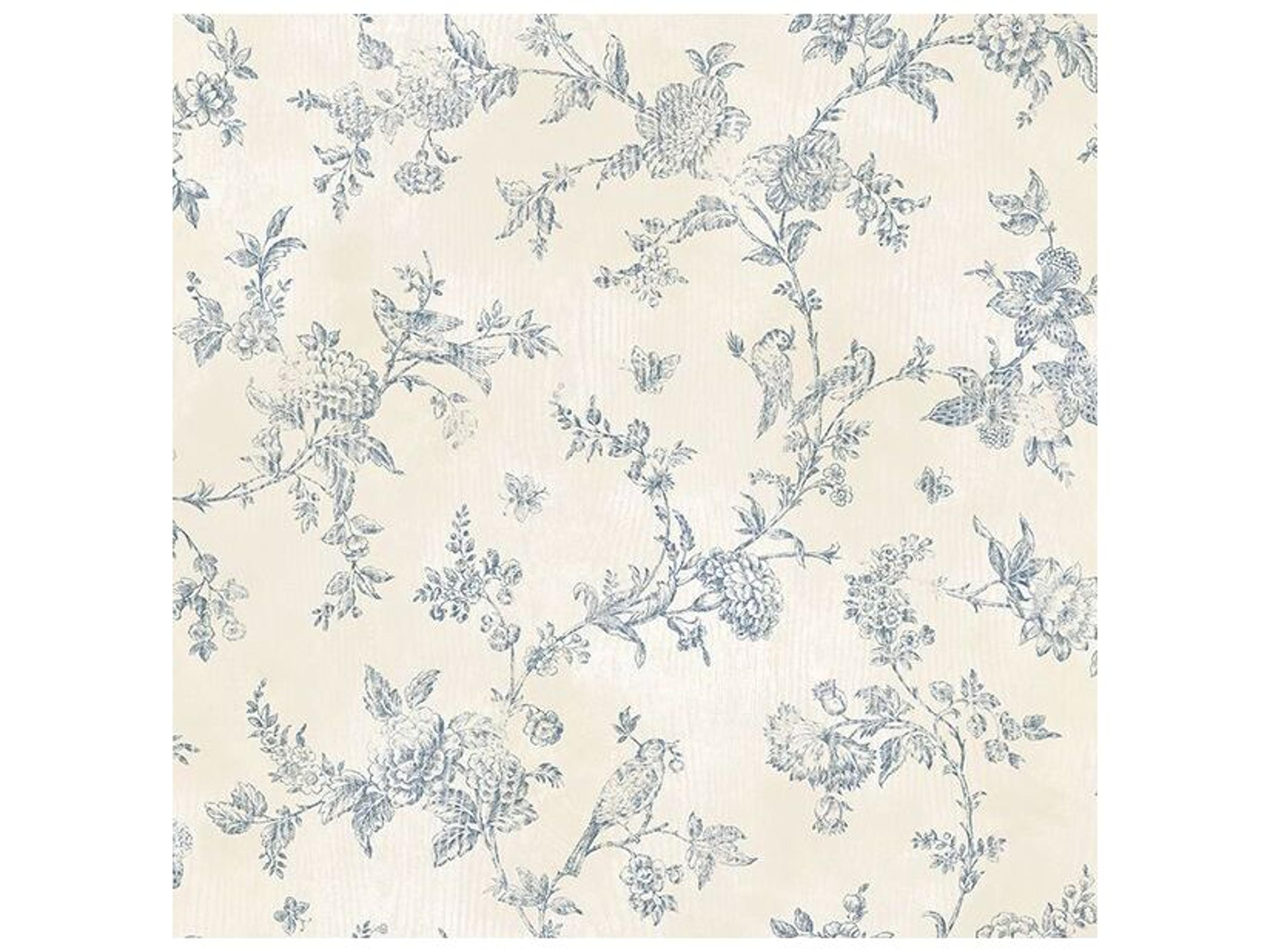Brewster Home Fashions Fresh Start Kitchen & Bath French Nightingale Blue Trail Wallpaper