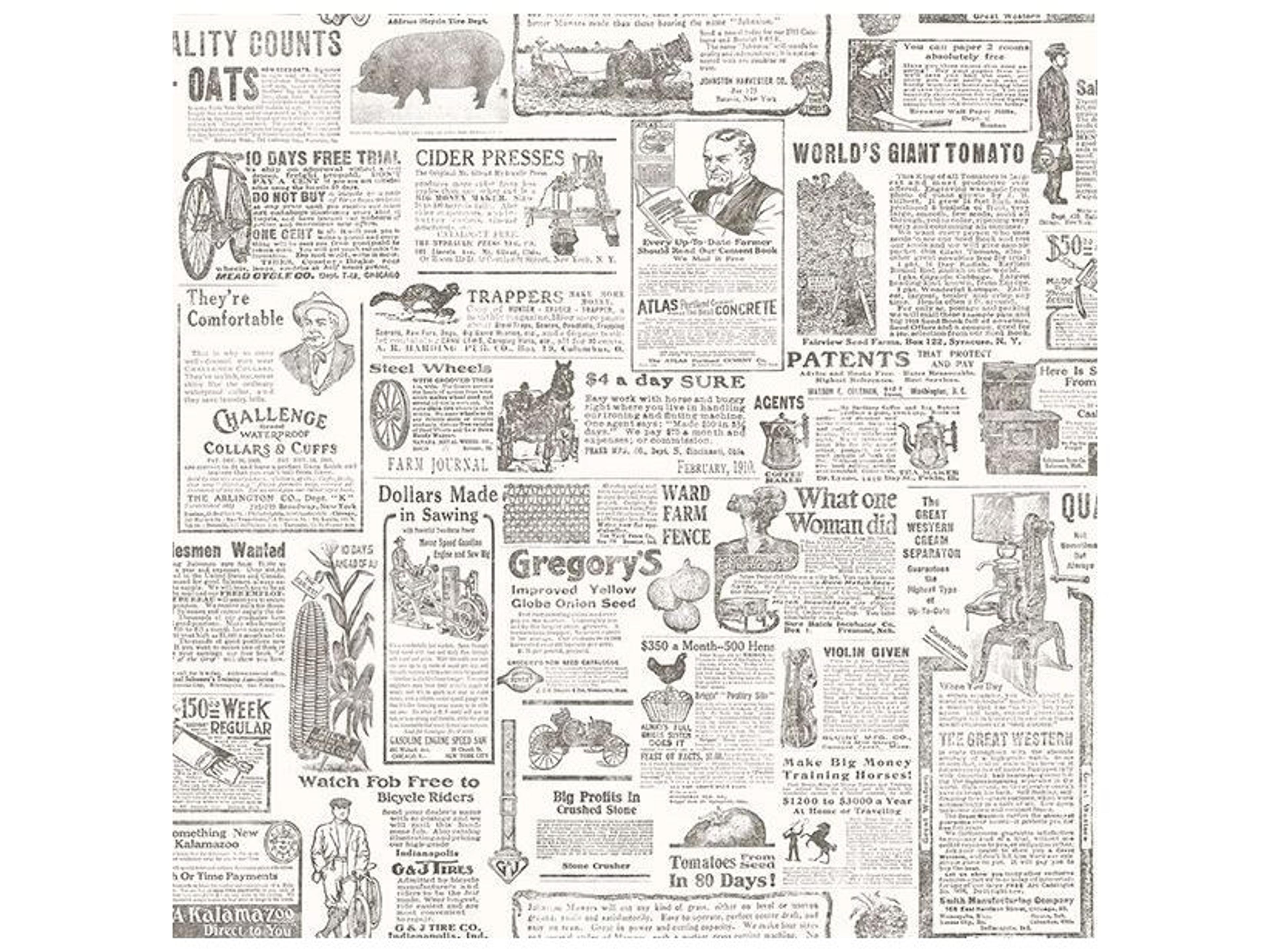 Brewster Home Fashions Fresh Start Kitchen & Bath Underwood Brown Newspaper Wallpaper