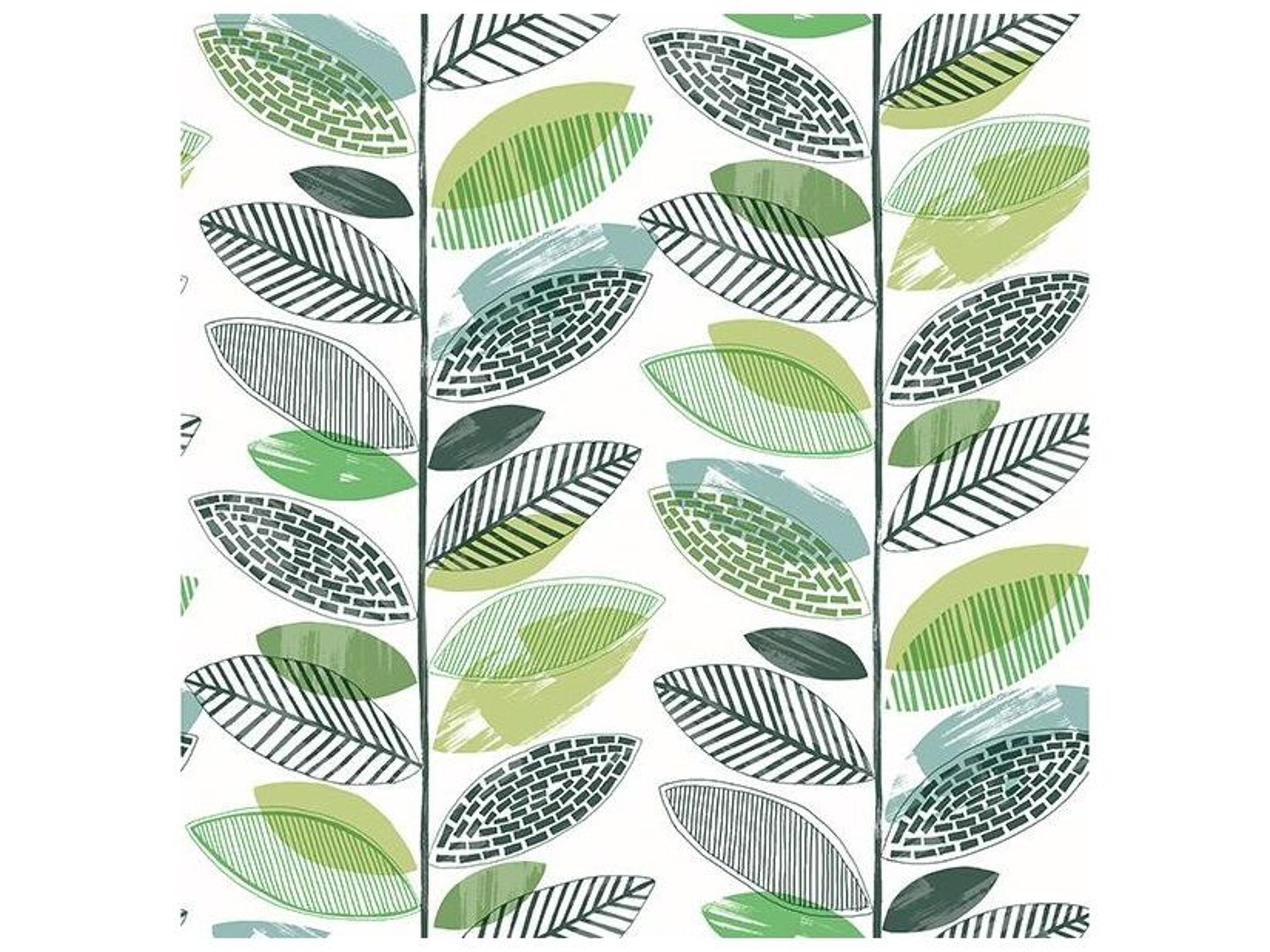 Brewster Home Fashions Fresh Start Kitchen & Bath Nyssa Green Leaves Wallpaper