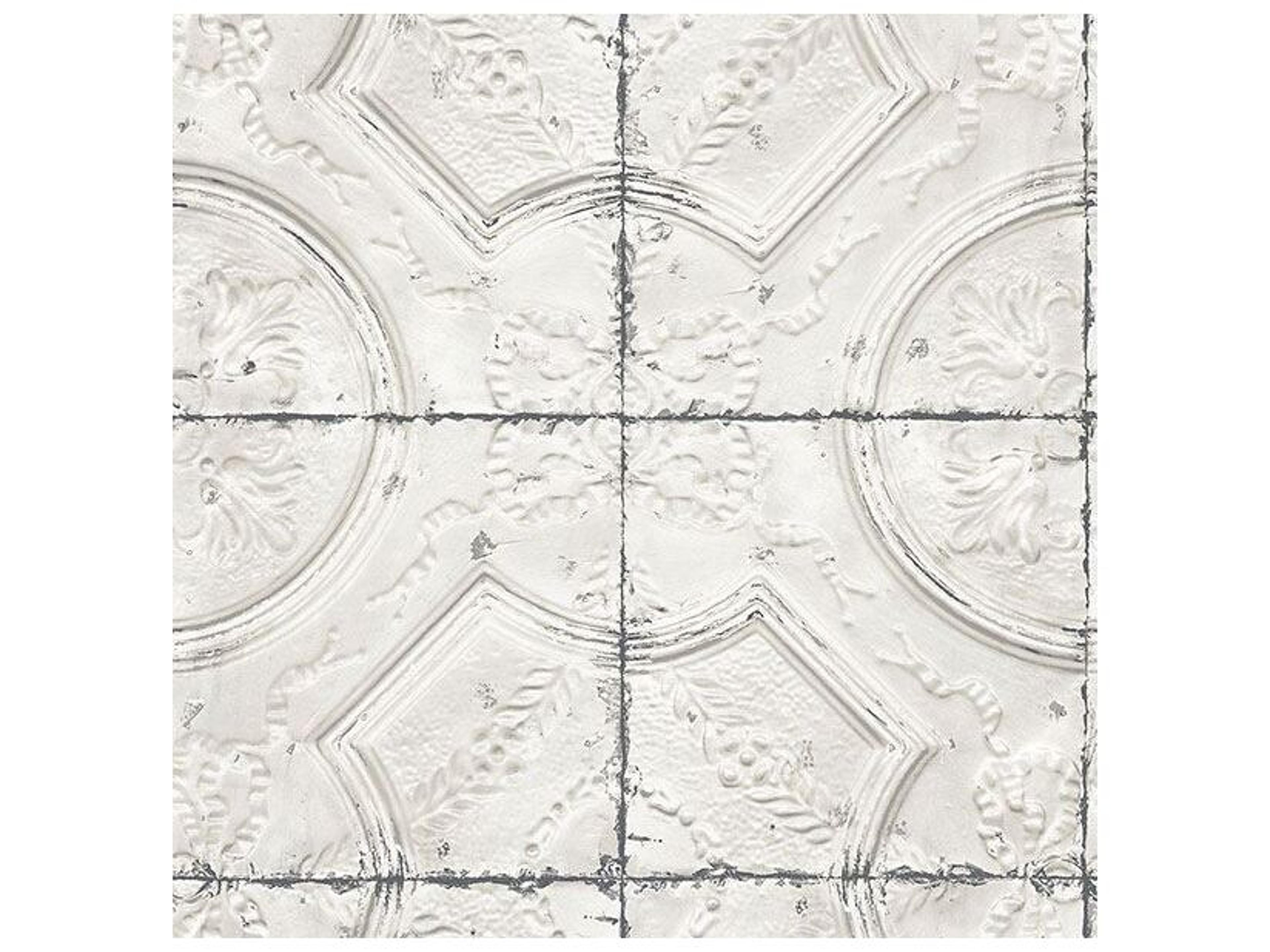 Brewster Home Fashions Chesapeake Susanna Off-White Vintage Tin Tile Wallpaper