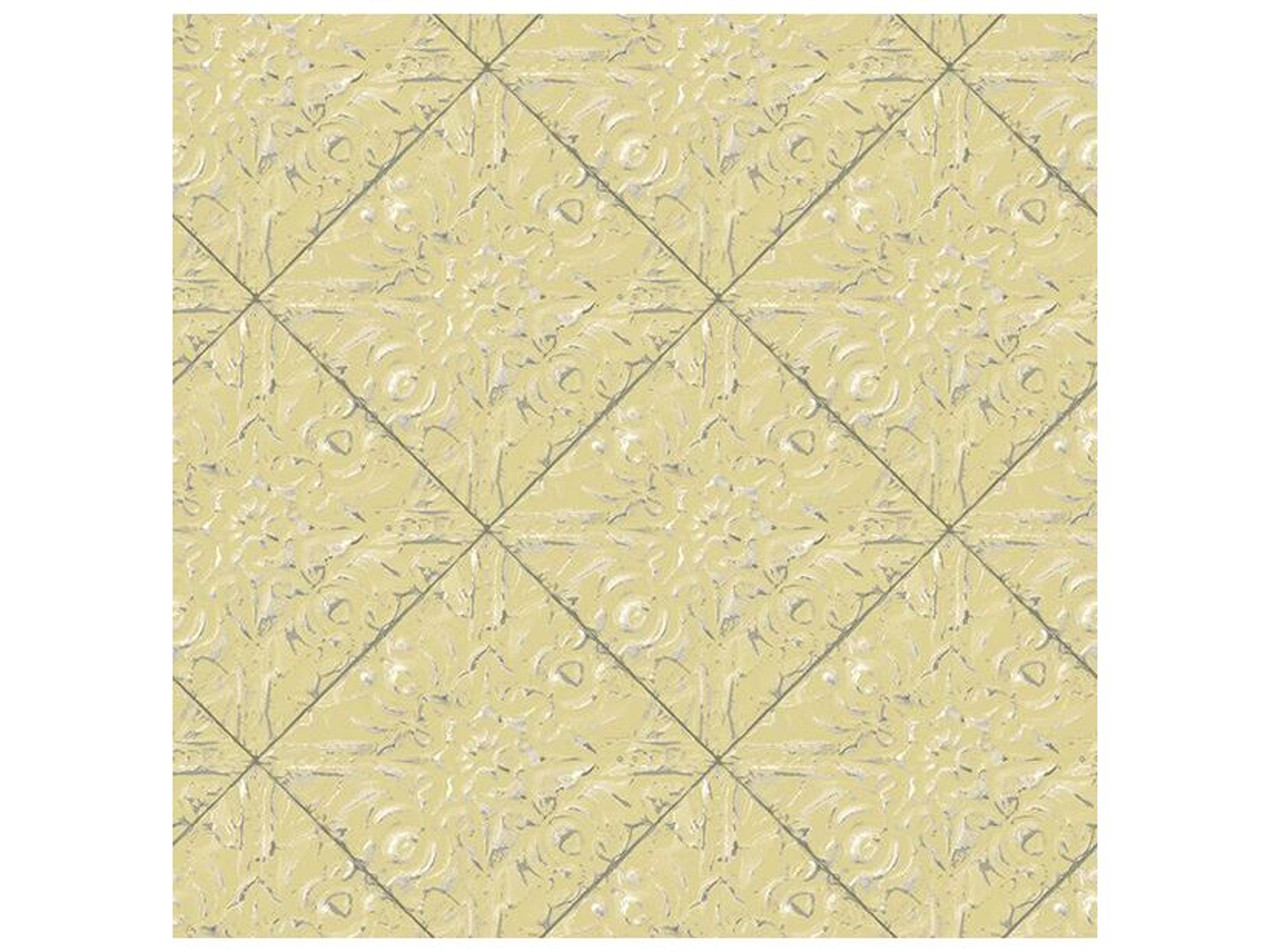 Brewster Home Fashions Chesapeake Brandi Yellow Metallic Faux Tile Wallpaper