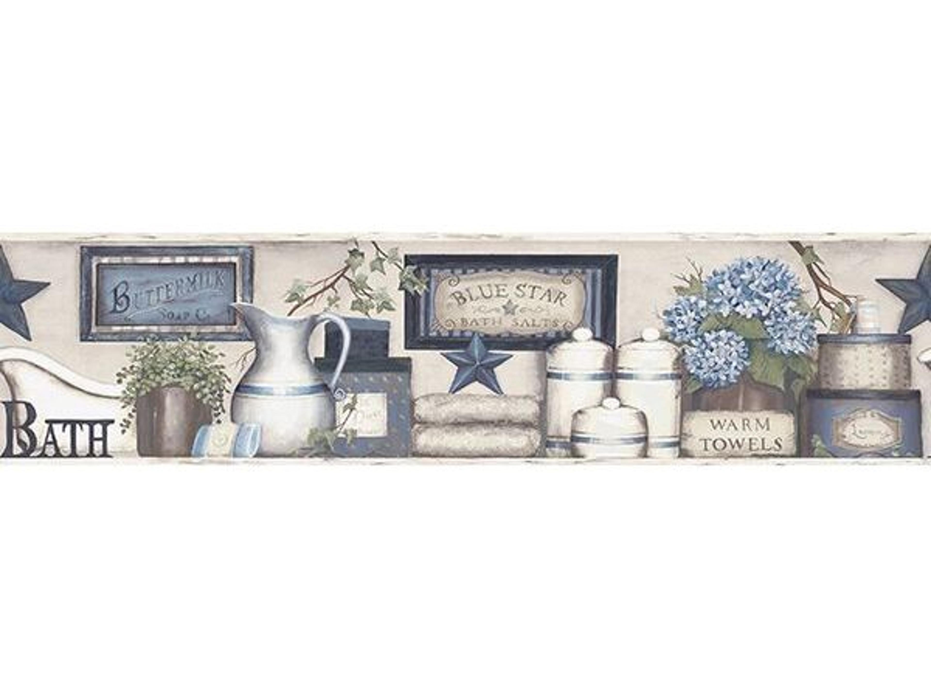 Brewster Home Fashions Chesapeake Country Bath Blue Rustic Border