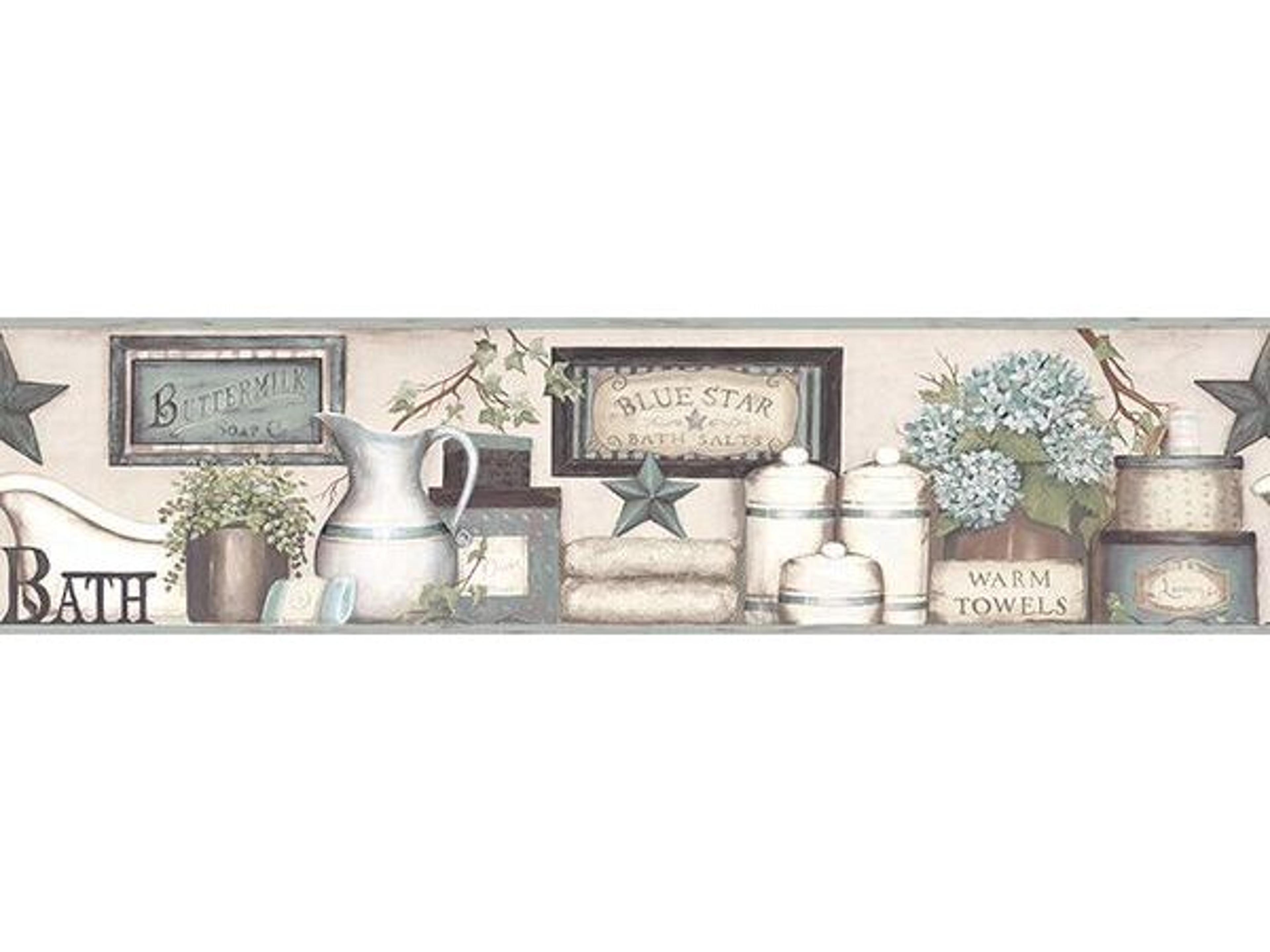 Brewster Home Fashions Chesapeake Country Bath Aqua Rustic Border